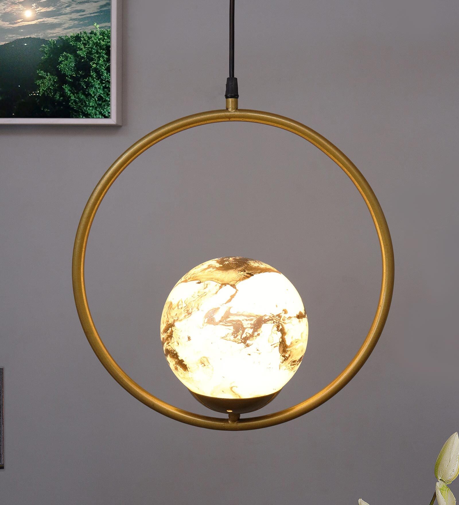 Medora Gold Metal Hanging Light