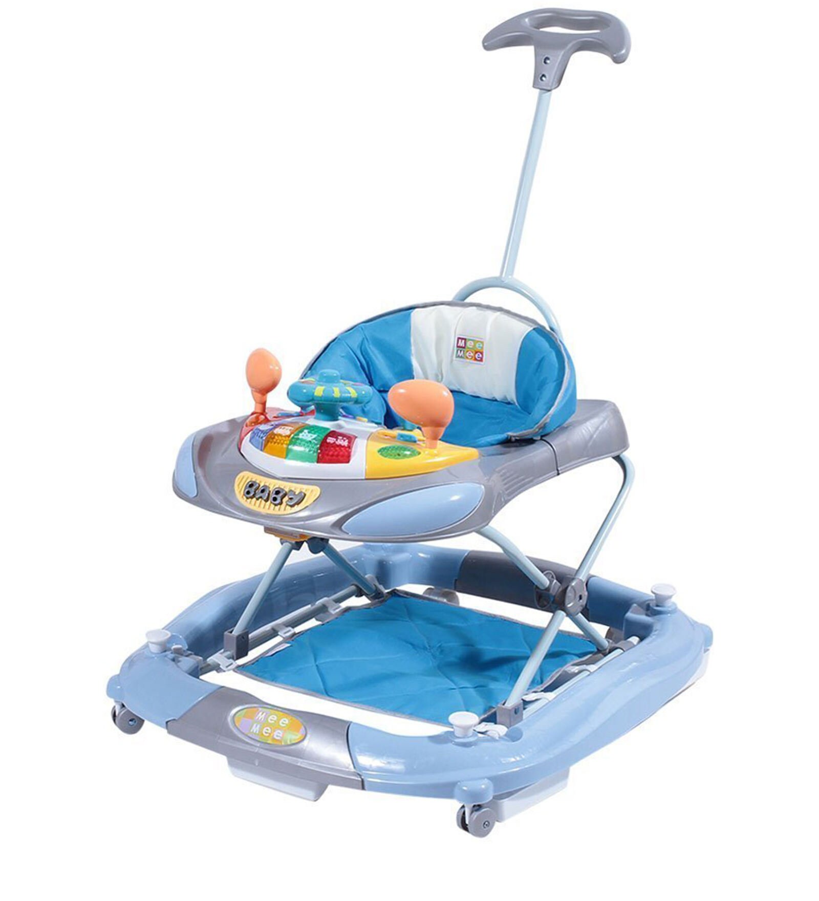 Baby Walker with Adjustable Seat in Blue Colour