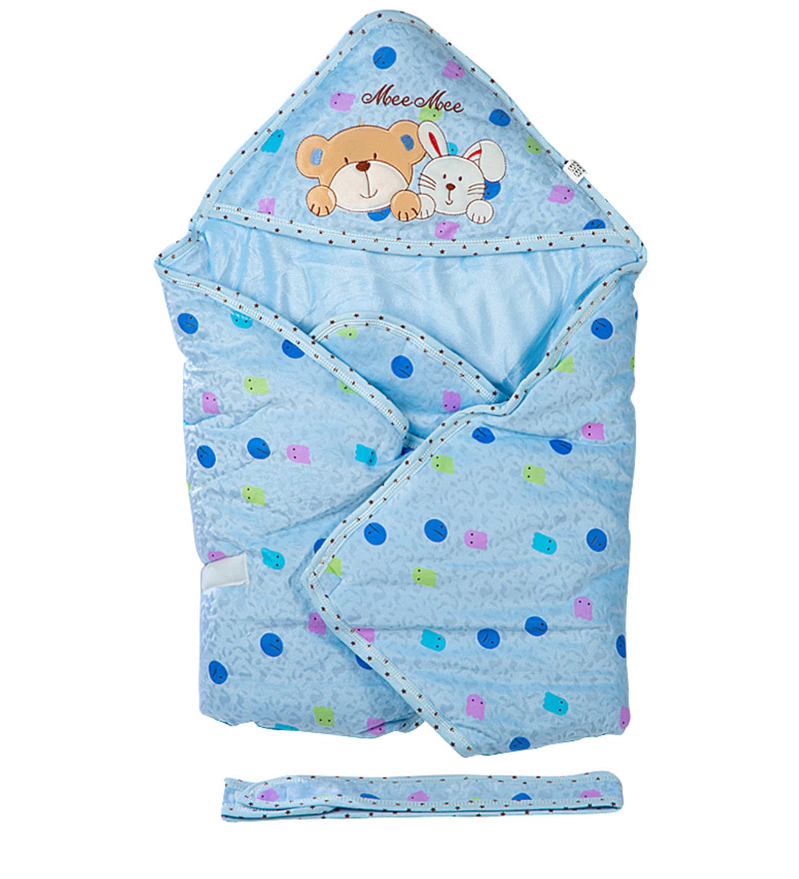 Mee Mee Baby Warm Wrapper Cum Blanket with Hood in Blue Colour