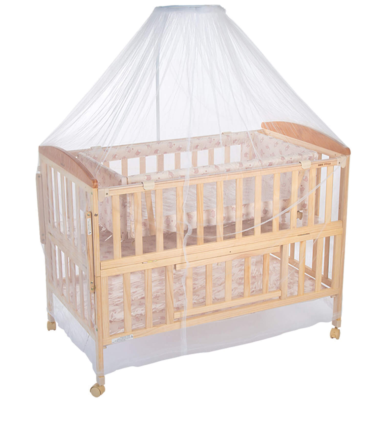 Buy Baby Wooden Cot with Swing & Mosquito Net by Mee Mee Online Cribs