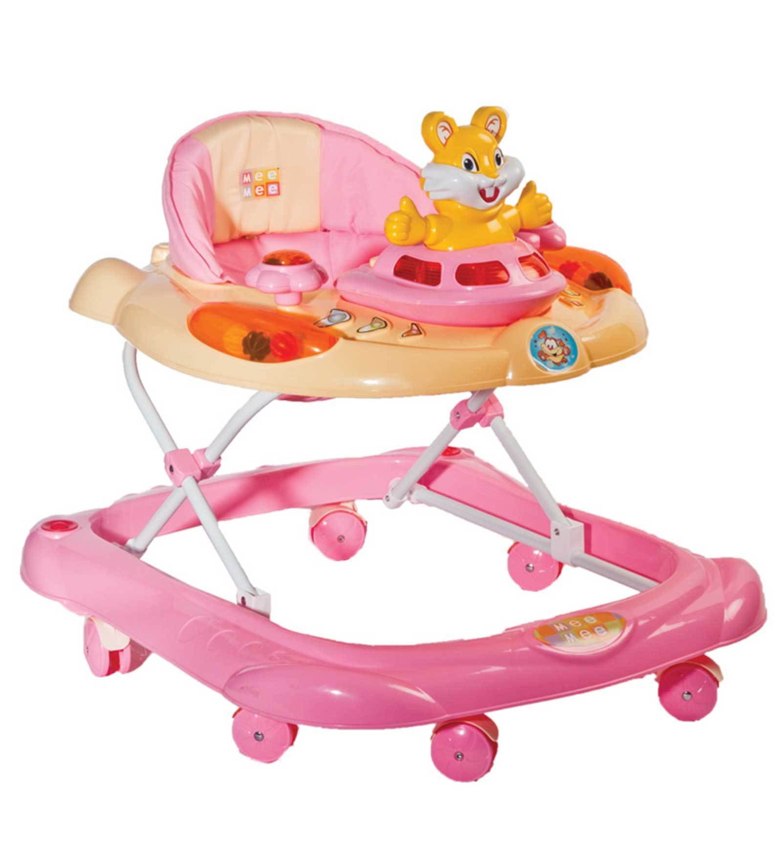Safety Baby Walker with Adjustable Height in Pink Colour