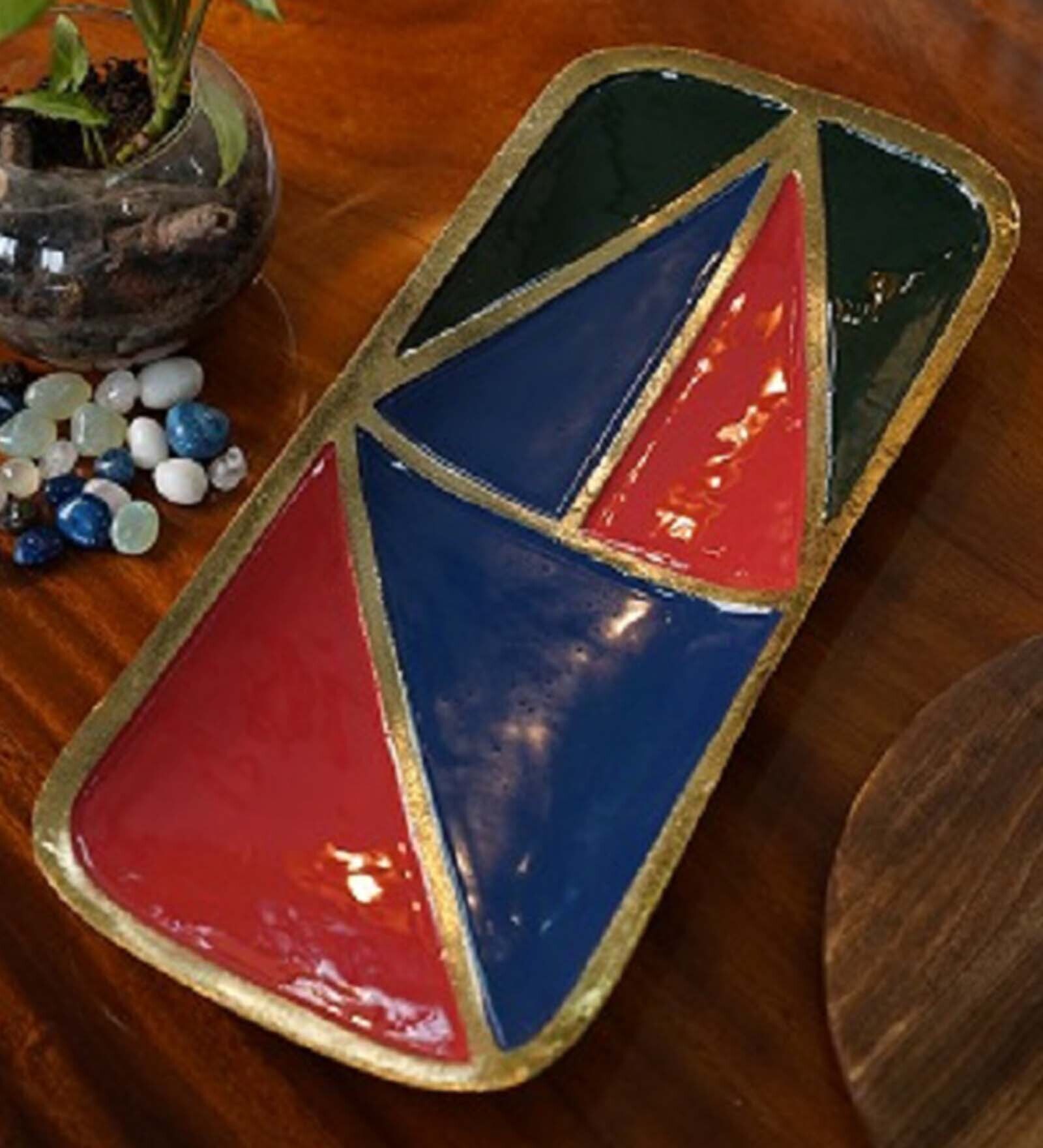 Meena Red & Blue Metal Appetizer Platter