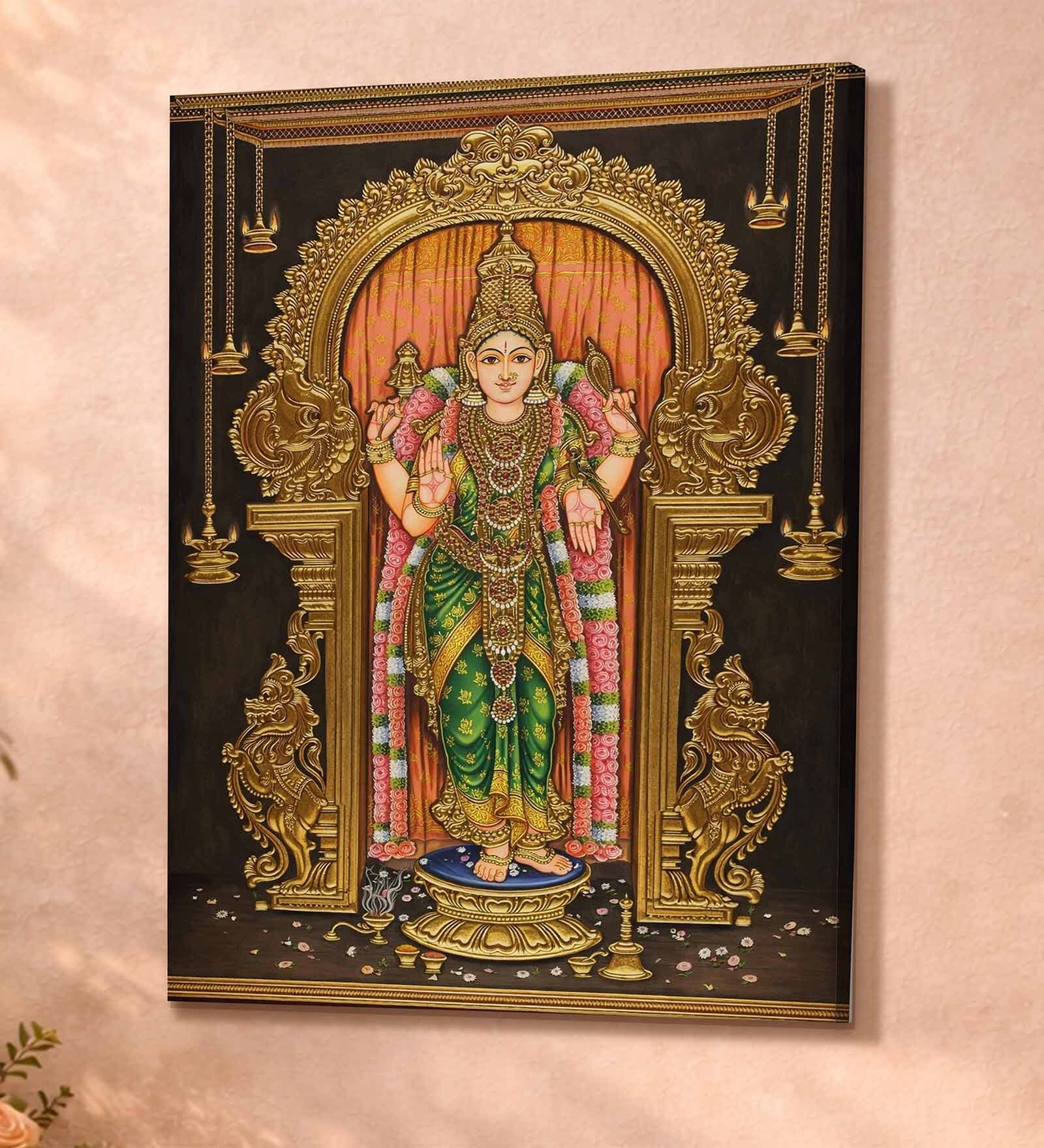 Meenakshi Tanjore Stretched Canvas Painting