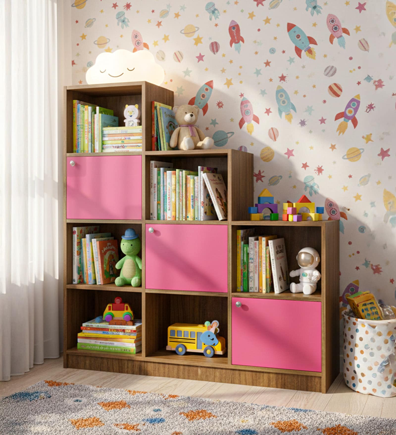 Megan Kids Bookshelf In Pink Finish