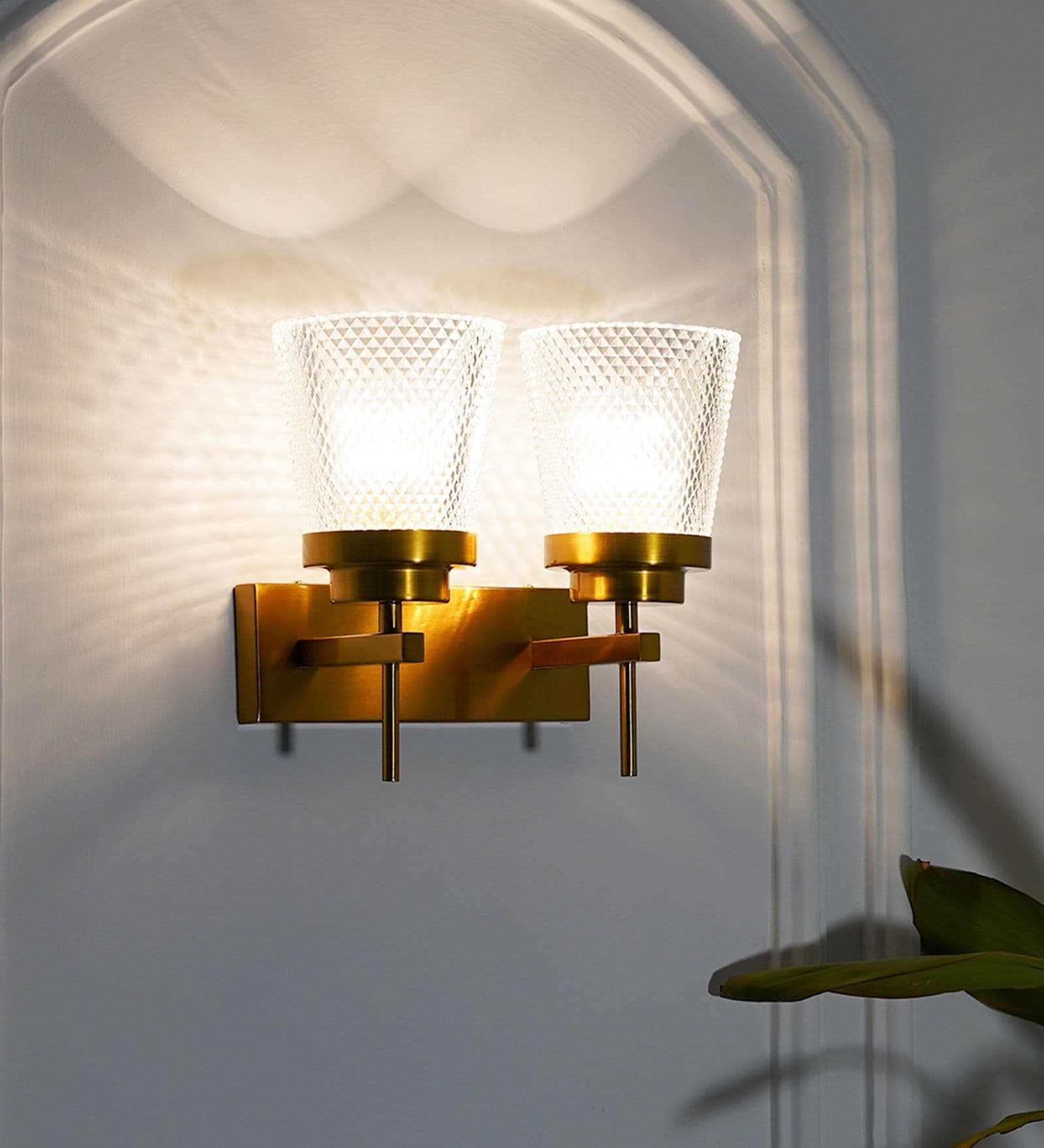 Meirit Double Shade Glass & Metal Wall Light Meirit Double Shade Glass & Metal Wall Light