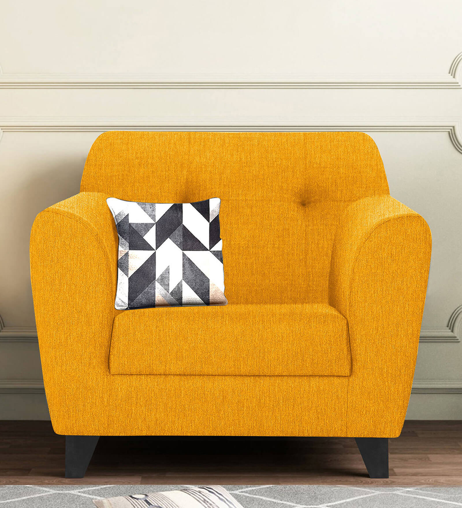 Melaan Fabric 1 Seater Sofa In Bold Yellow Color