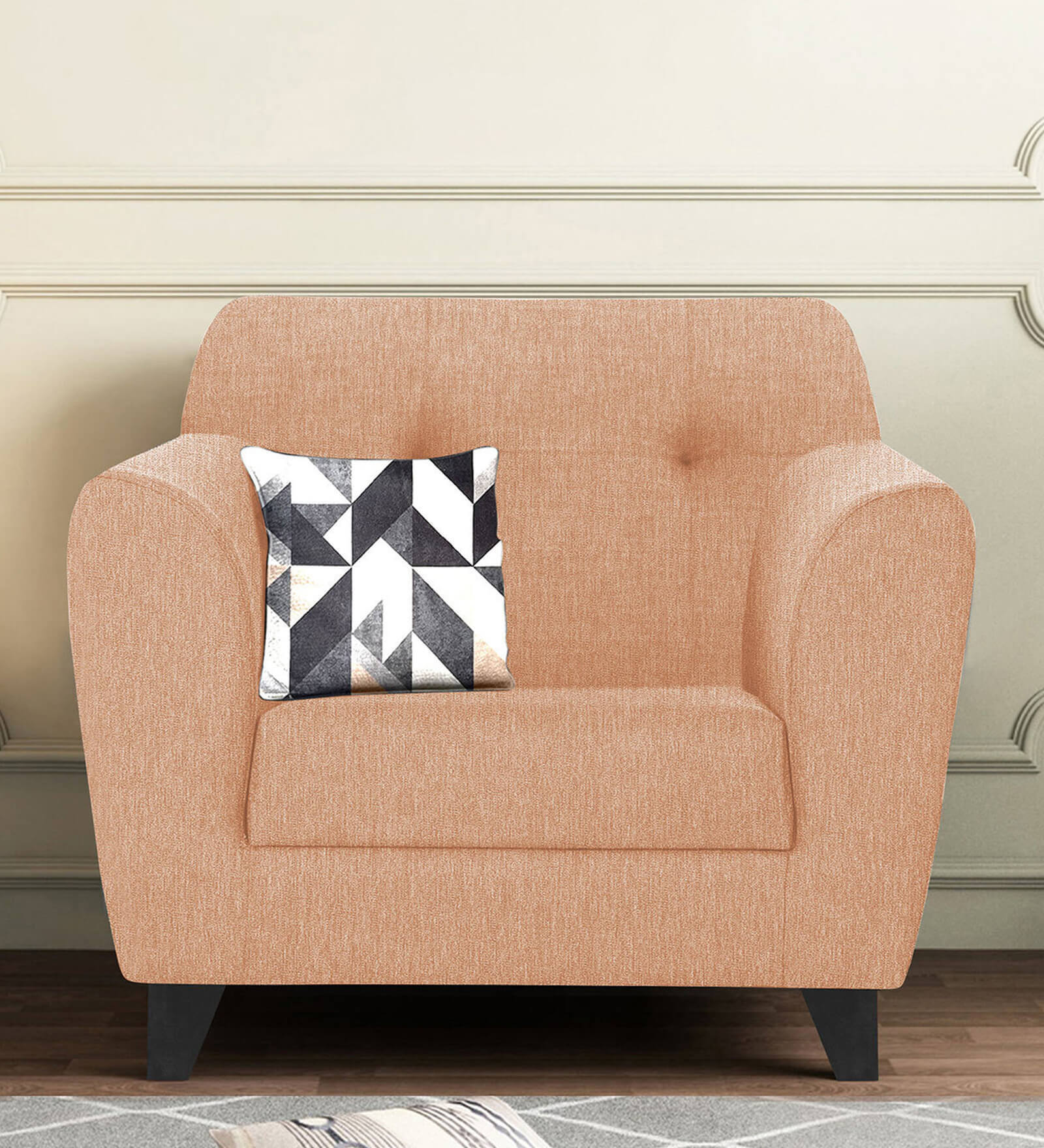 Melaan Fabric 1 Seater Sofa In Cosmic Beige Color