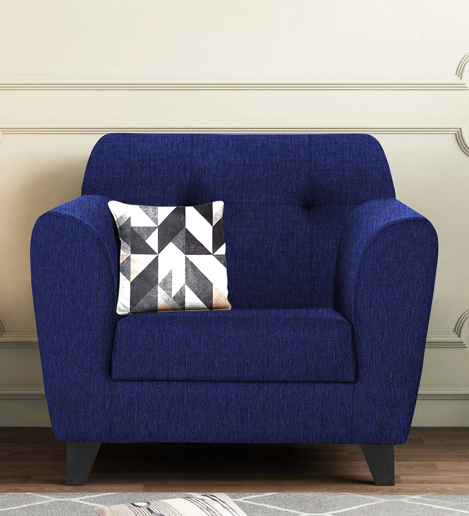 Melaan Fabric 1 Seater Sofa In Royal Blue Color