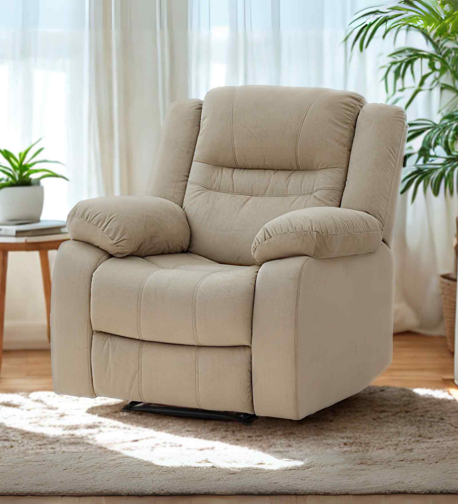 Melaka Manaul 1 Seater Recliner In Beige Color Melaka Manaul 1 Seater Recliner In Beige Color
