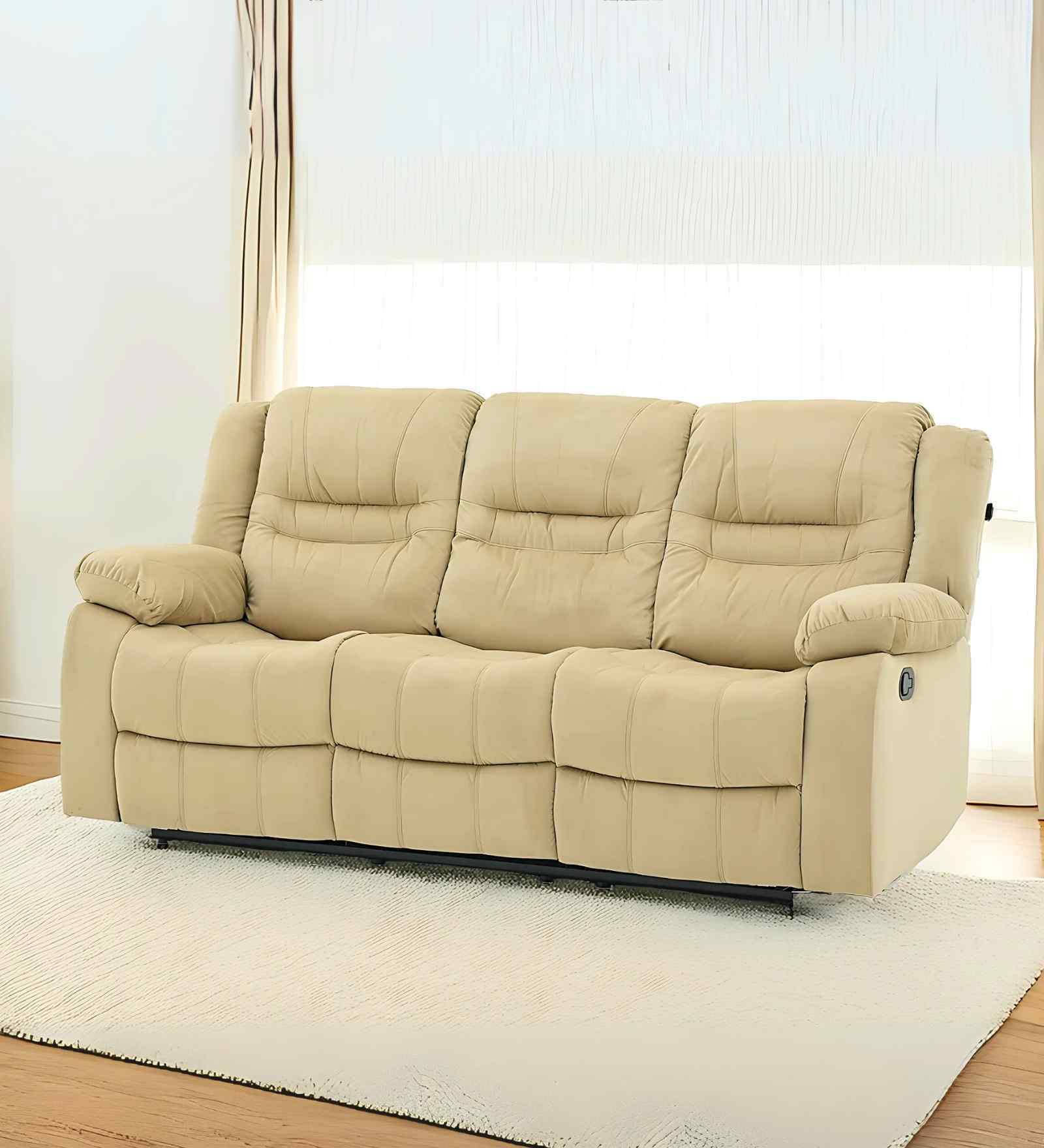 Melaka Manual 3 Seater Recliner In Beige Color Melaka Manual 3 Seater Recliner In Beige Color