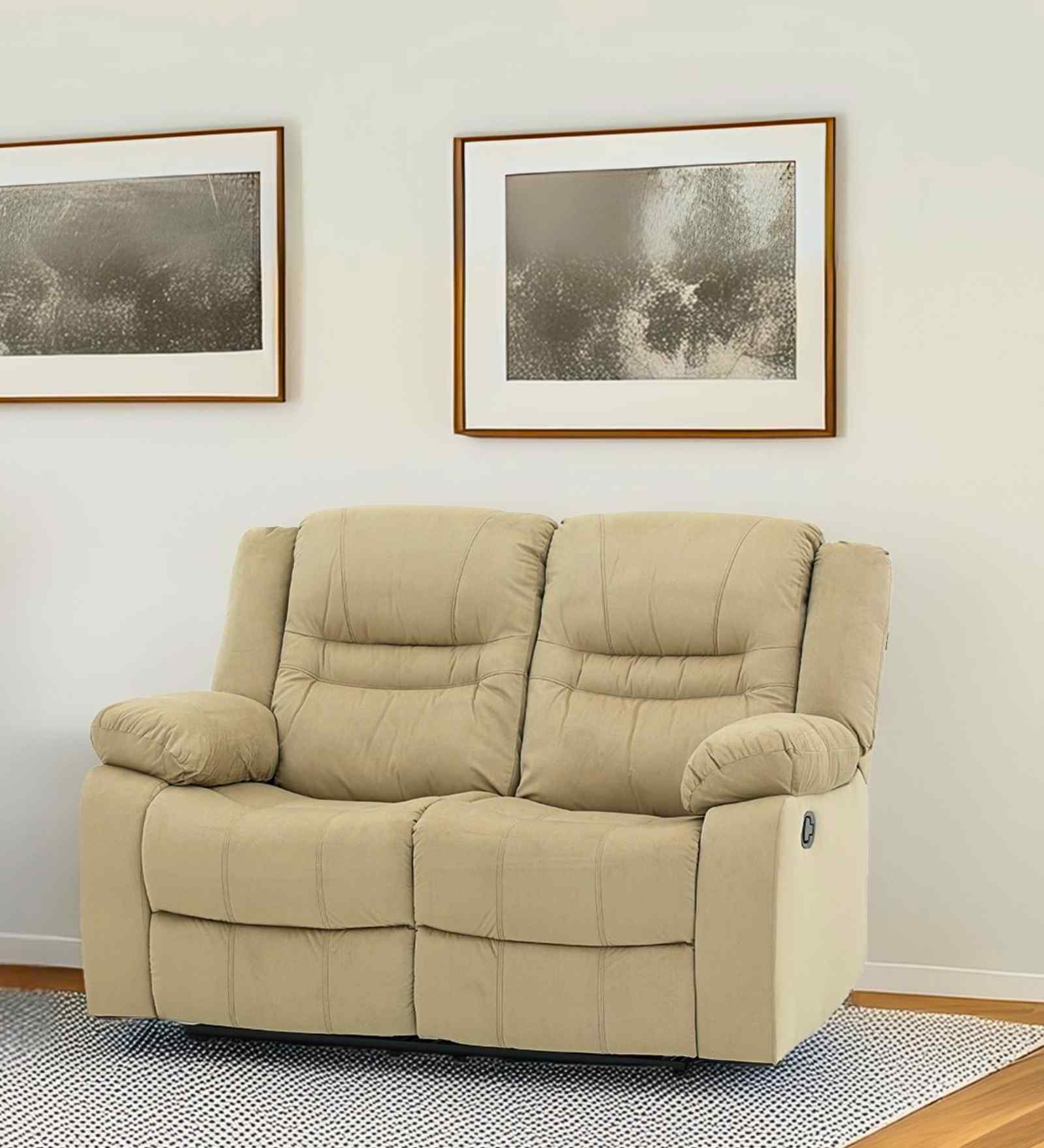 Melaka Manaul 2 Seater Recliner In Beige Color Melaka Manaul 2 Seater Recliner In Beige Color