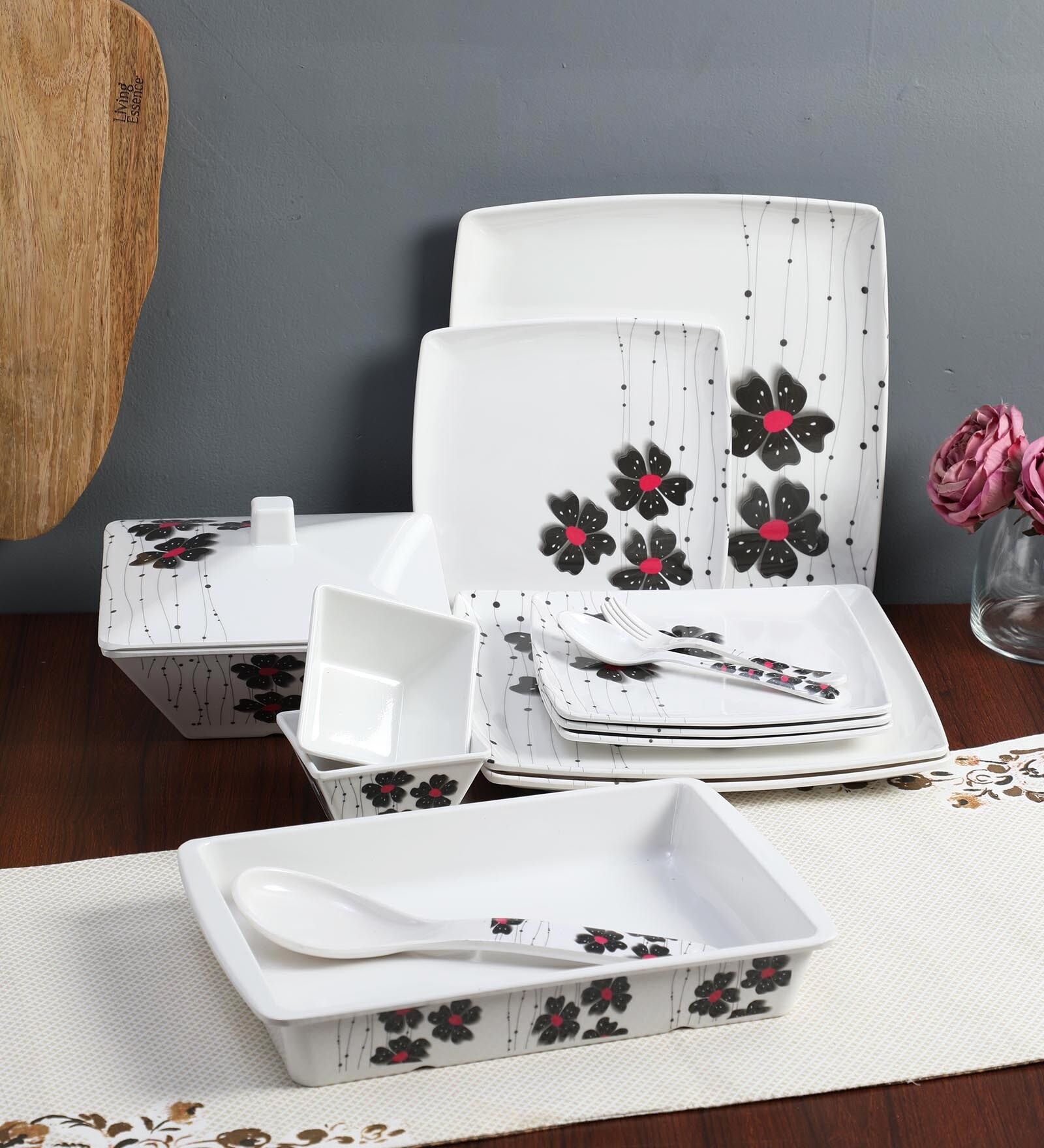 Lily (46 Pieces) Melamine Dinnerware Set