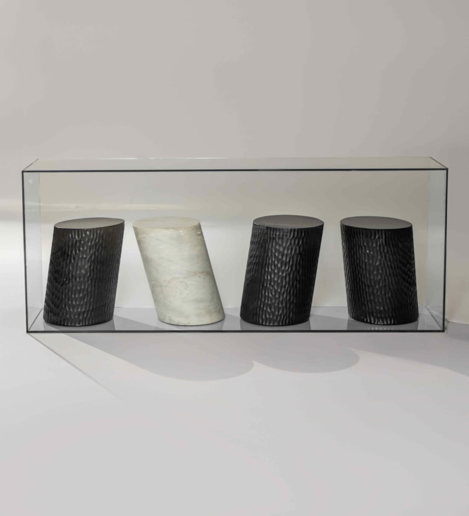 Melange Glass Console In Black & White Finish