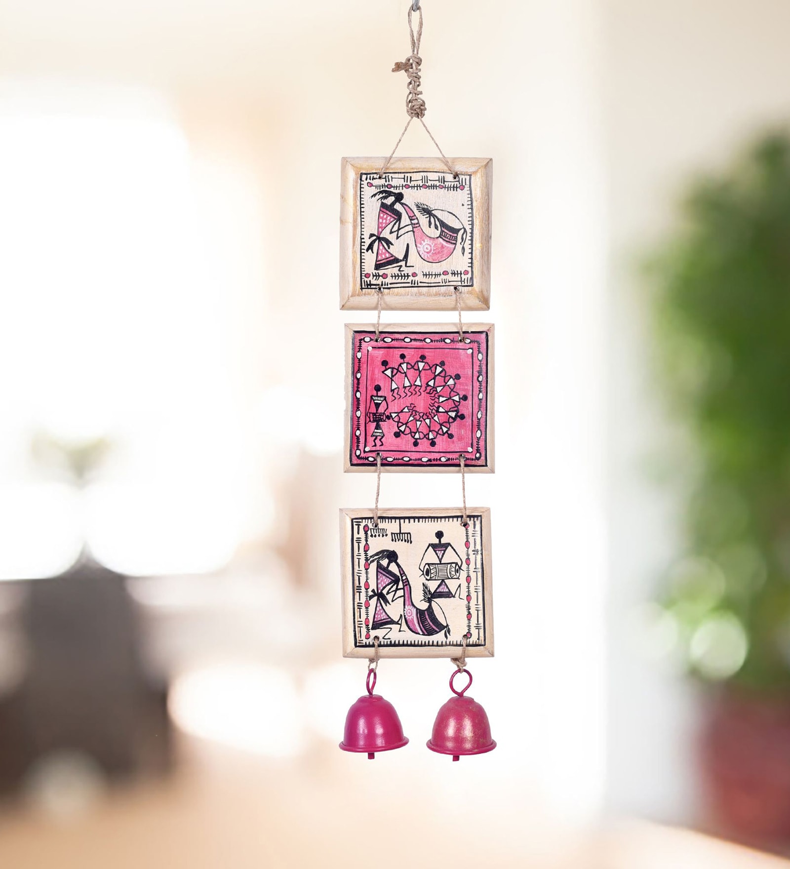 Melodic Warli Art Multicolour Wood & Metal Windchime