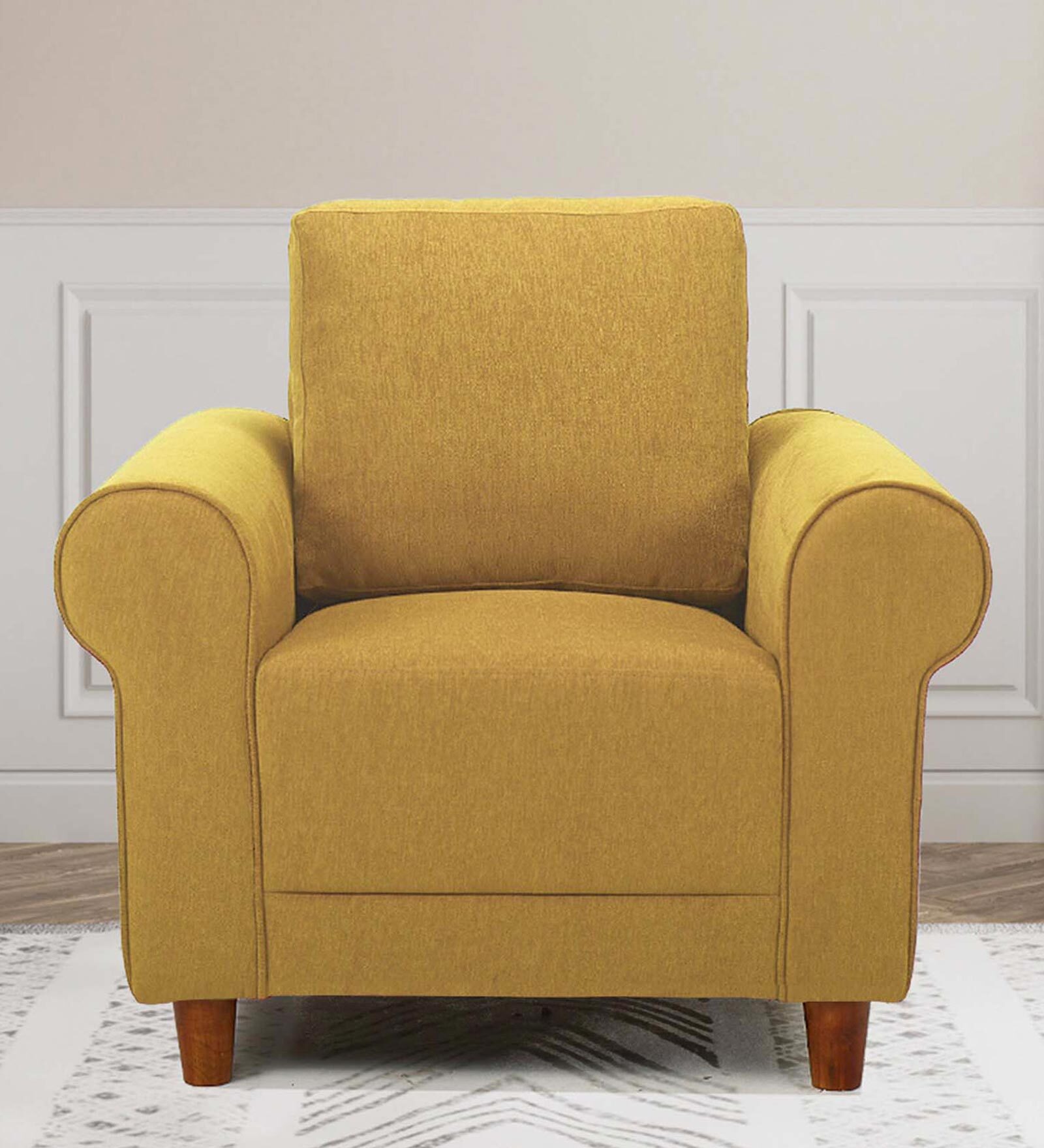 Melody Fabric 1 Seater Sofa In Husky Yellow Colour