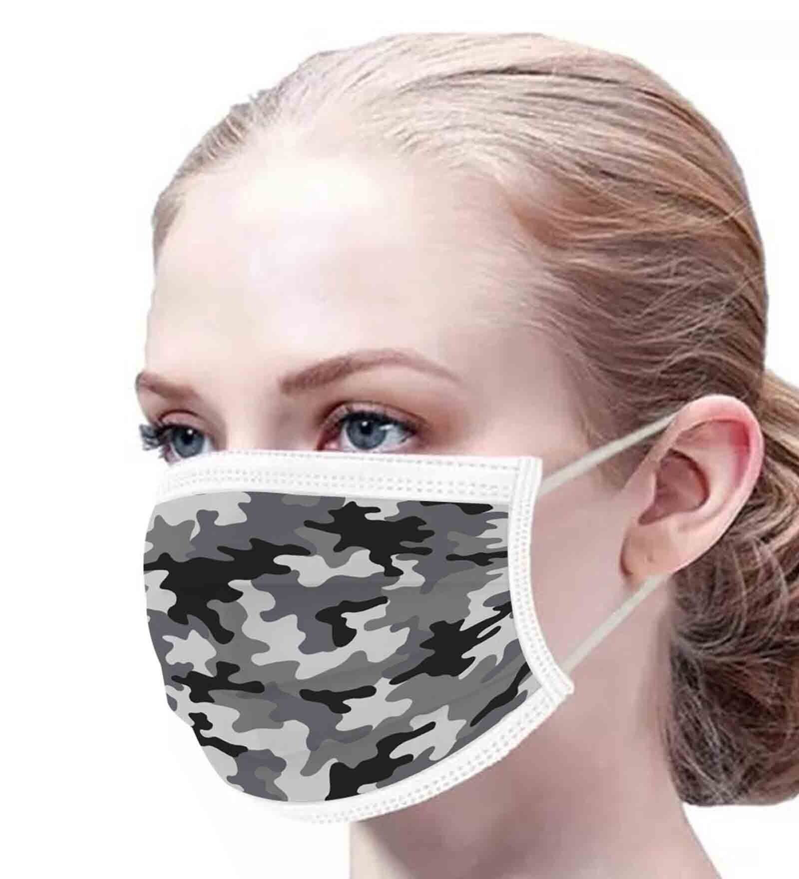 Melt blown Fabric 3 ply mask in Grey Military Color (Pack of 50)