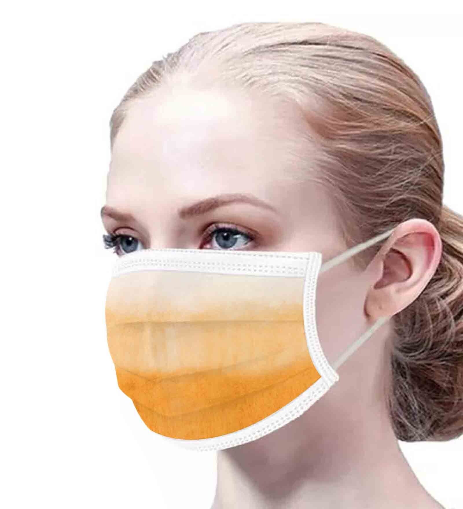 Melt blown Fabric 3 Ply Mask in Orange Color (Pack of 100)