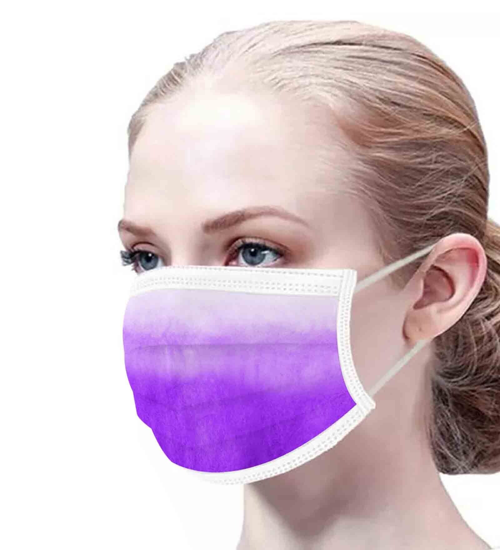 Melt blown Fabric 3 Ply Mask in Purple Color (Pack of 500)