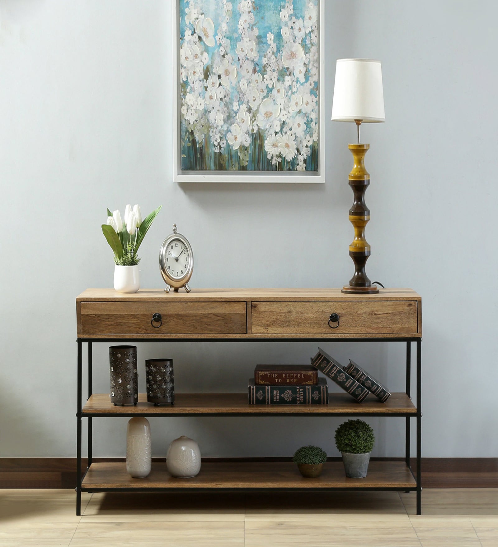 Melvin Solid Wood Console Table in Scratch Resistant Natural Finish