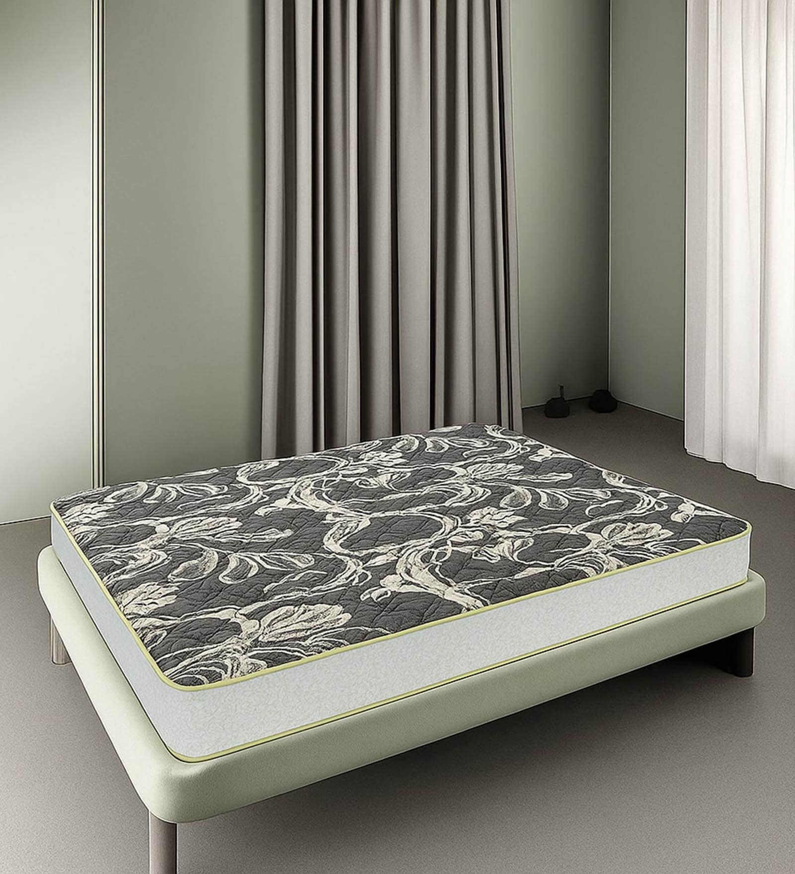 MEMOLATEX Visco Pro Memory Foam with Bamboo Charcoal fabric LATEX FOAM 10 Inches Queen Size Mattress in Grey Colour