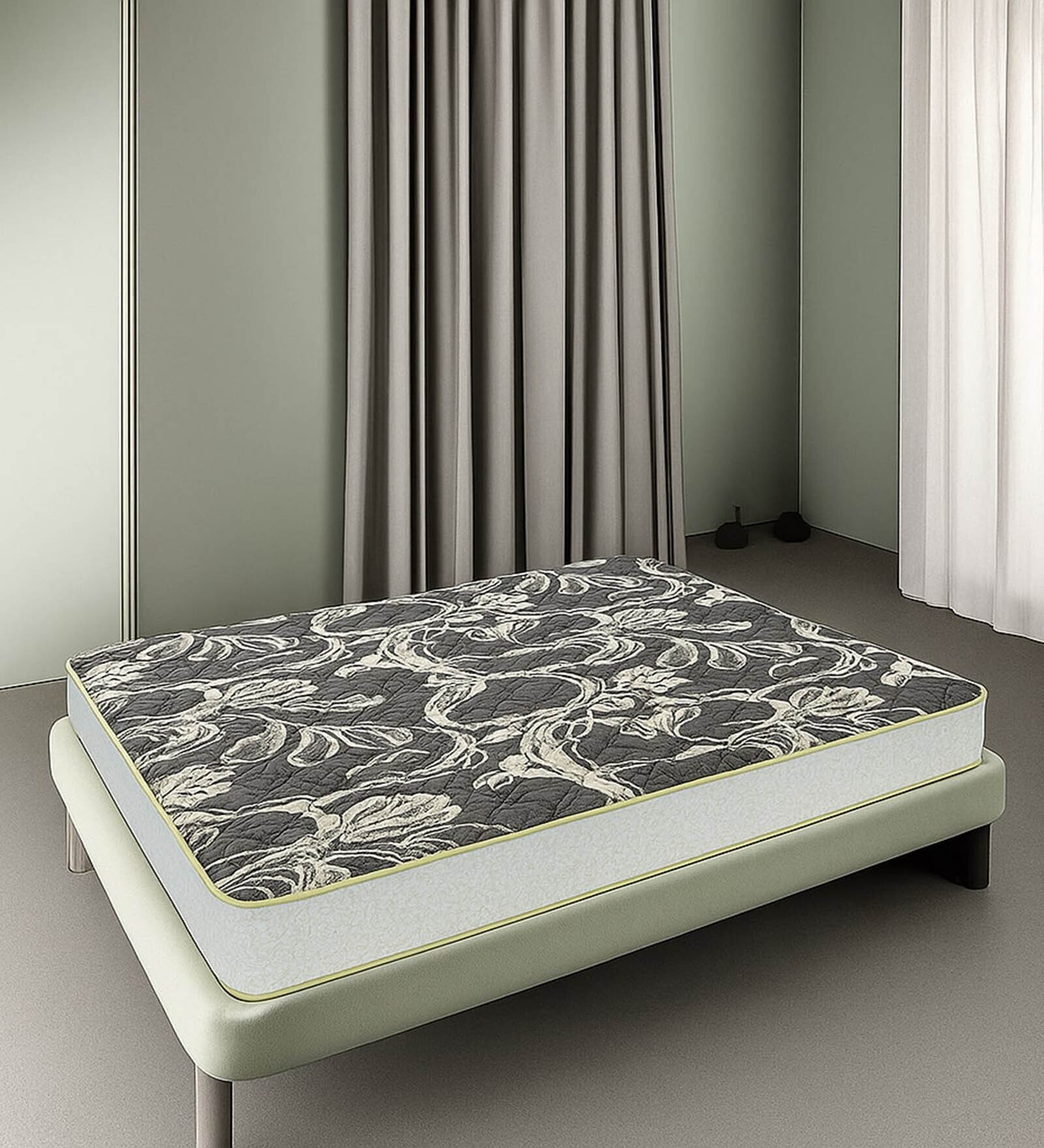 MEMOLATEX Visco Pro Memory Foam with Bamboo Charcoal fabric LATEX FOAM 4 Inches King Size Mattress in Grey Colour