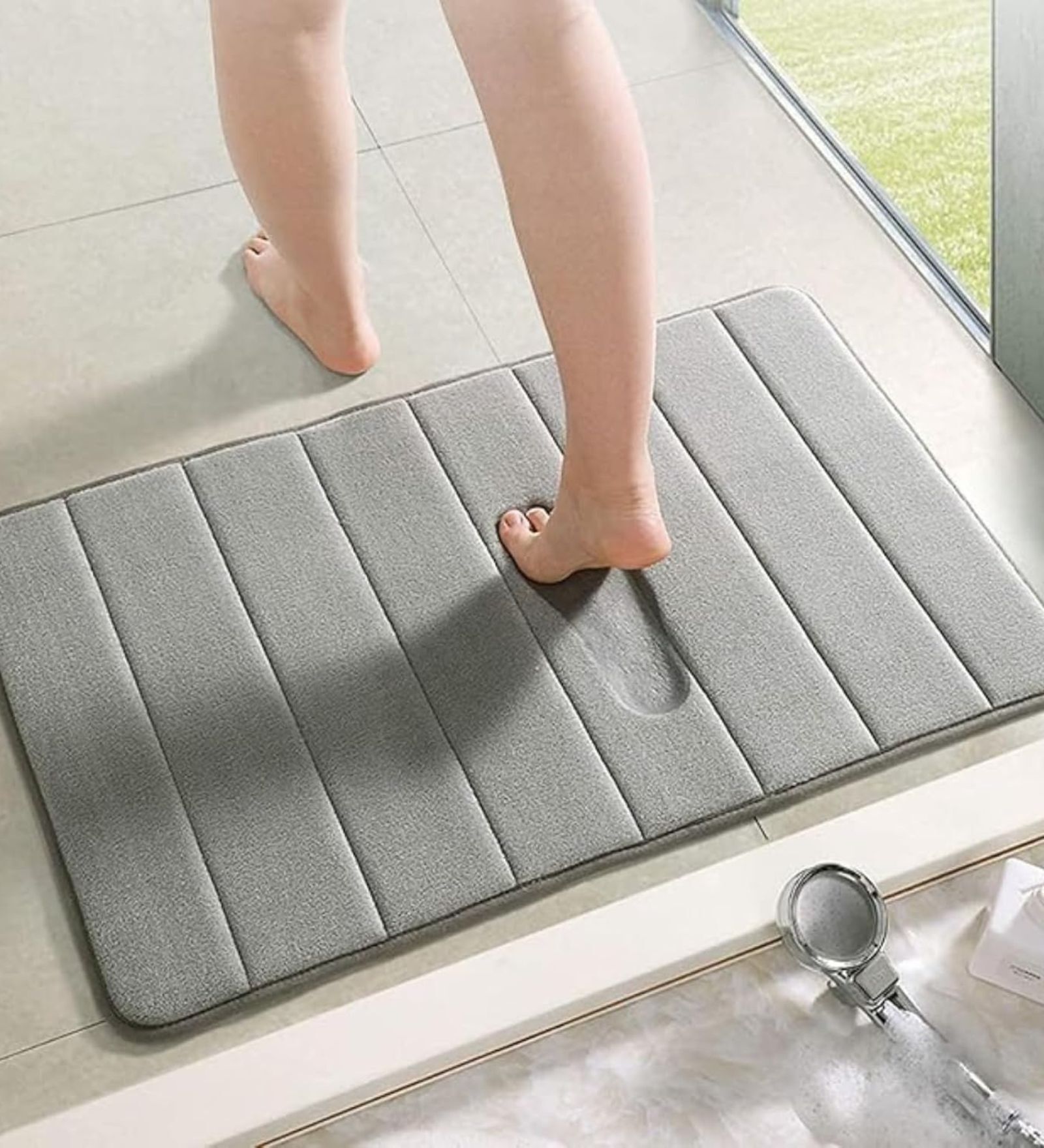 Grey Memory Foam Rectangular Bath Mat 20X32 Inches
