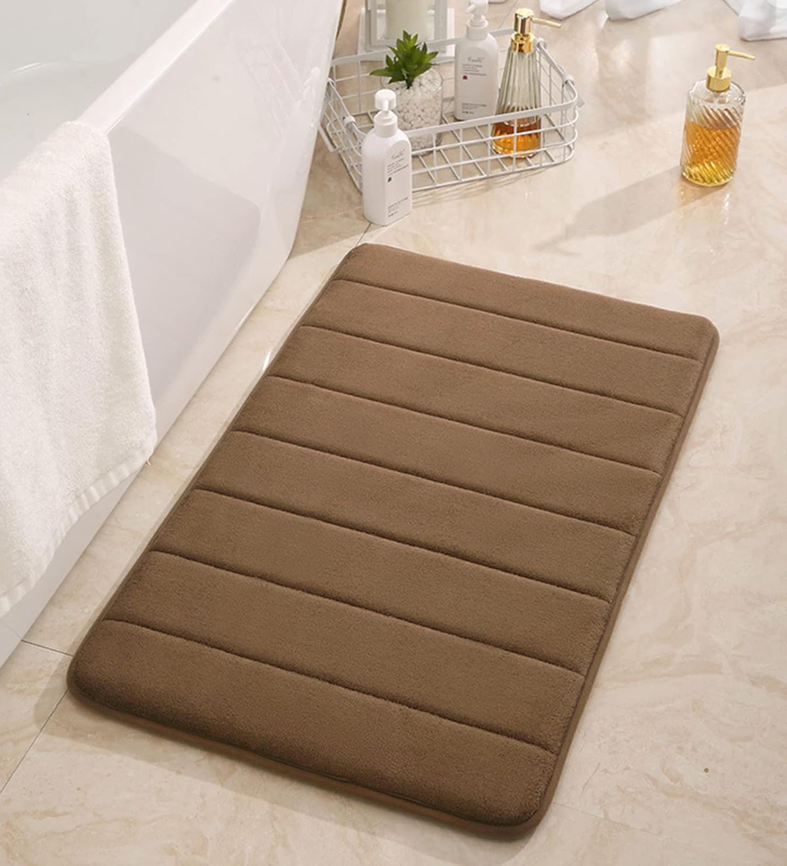 Brown Memory Foam Rectangular Bath Mat 20X32 Inches