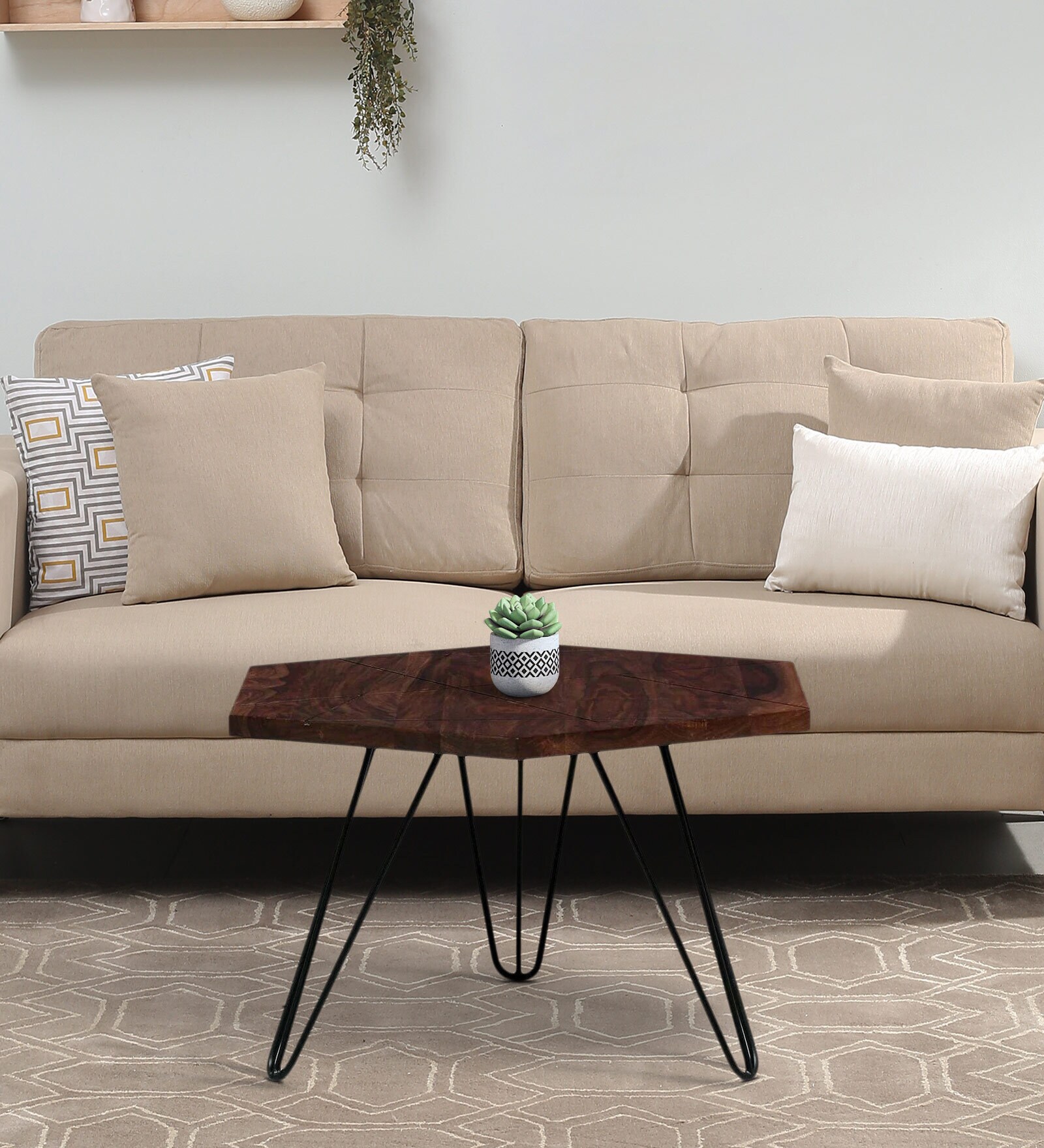 Fazola Sheesham Wood Coffee Table In Scratch Resistant Black Finish