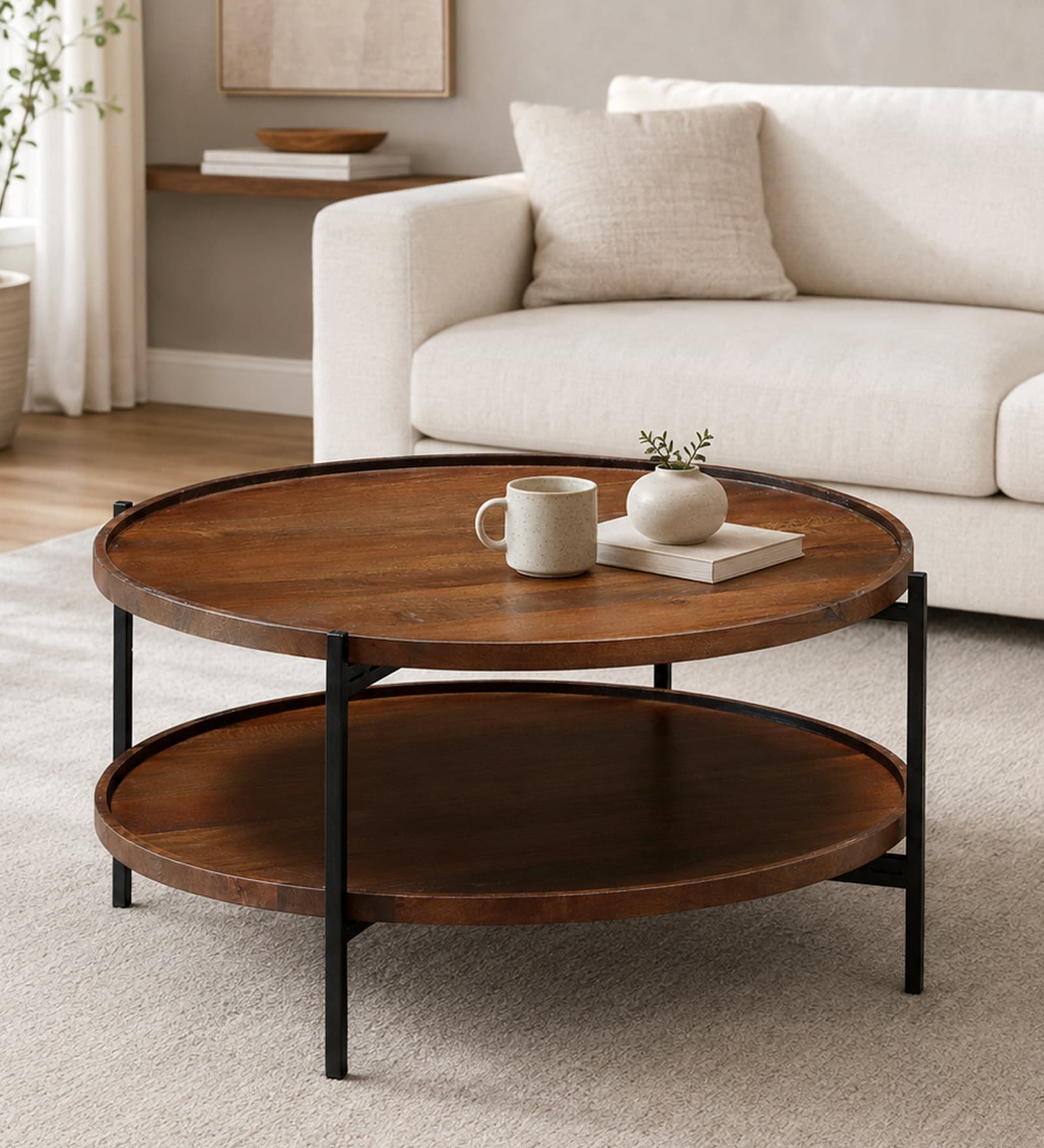 Merano Round Coffee Table in Tubbaq finish