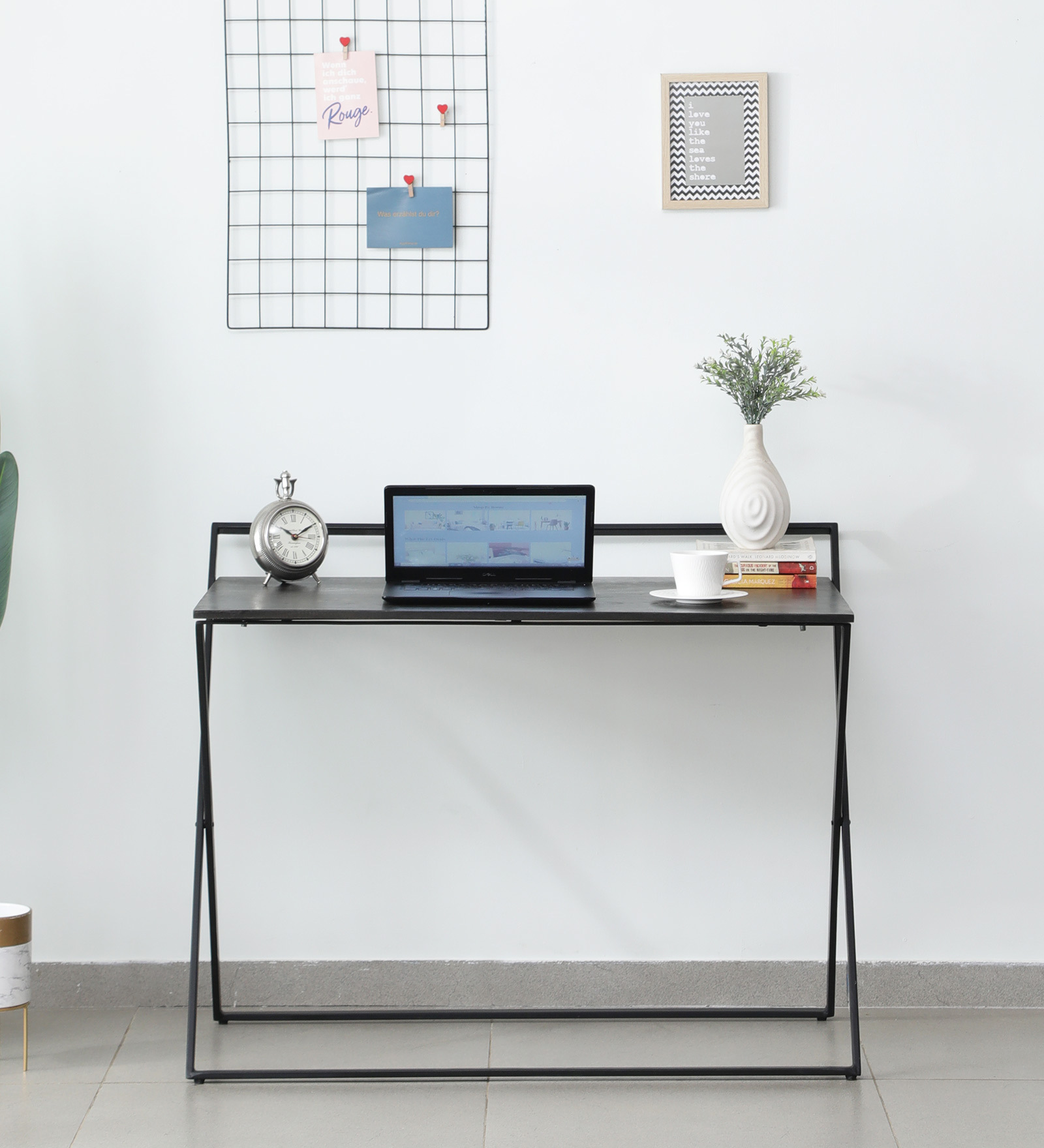 Rosen Solid Wood Writing Table In Grey Colour