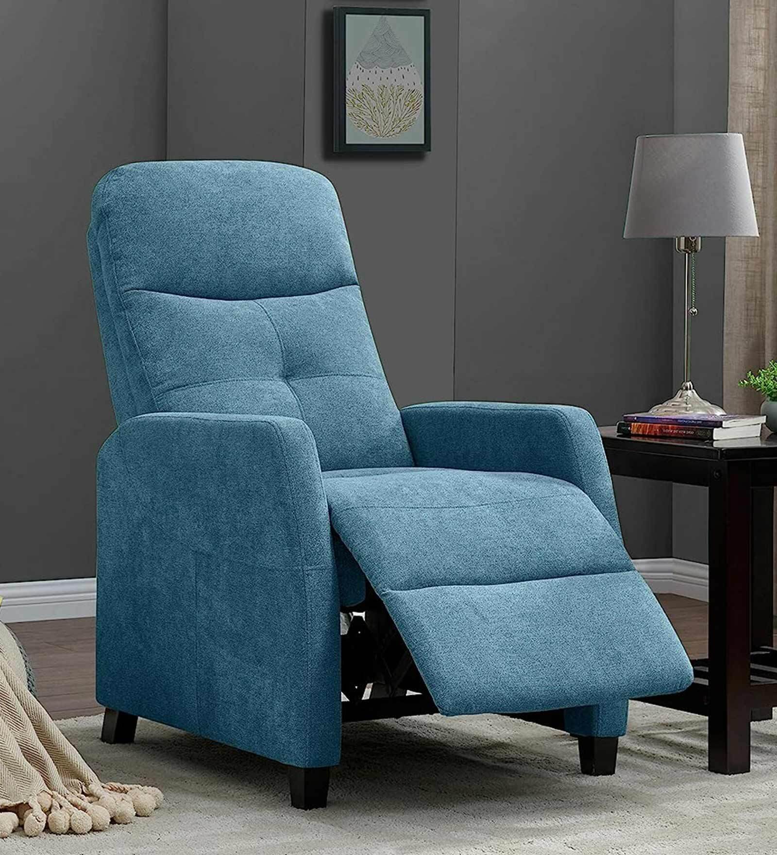 Buy Merida Fabric Manual 1 Seater Recliner In Blue Colour at 57% OFF by ...