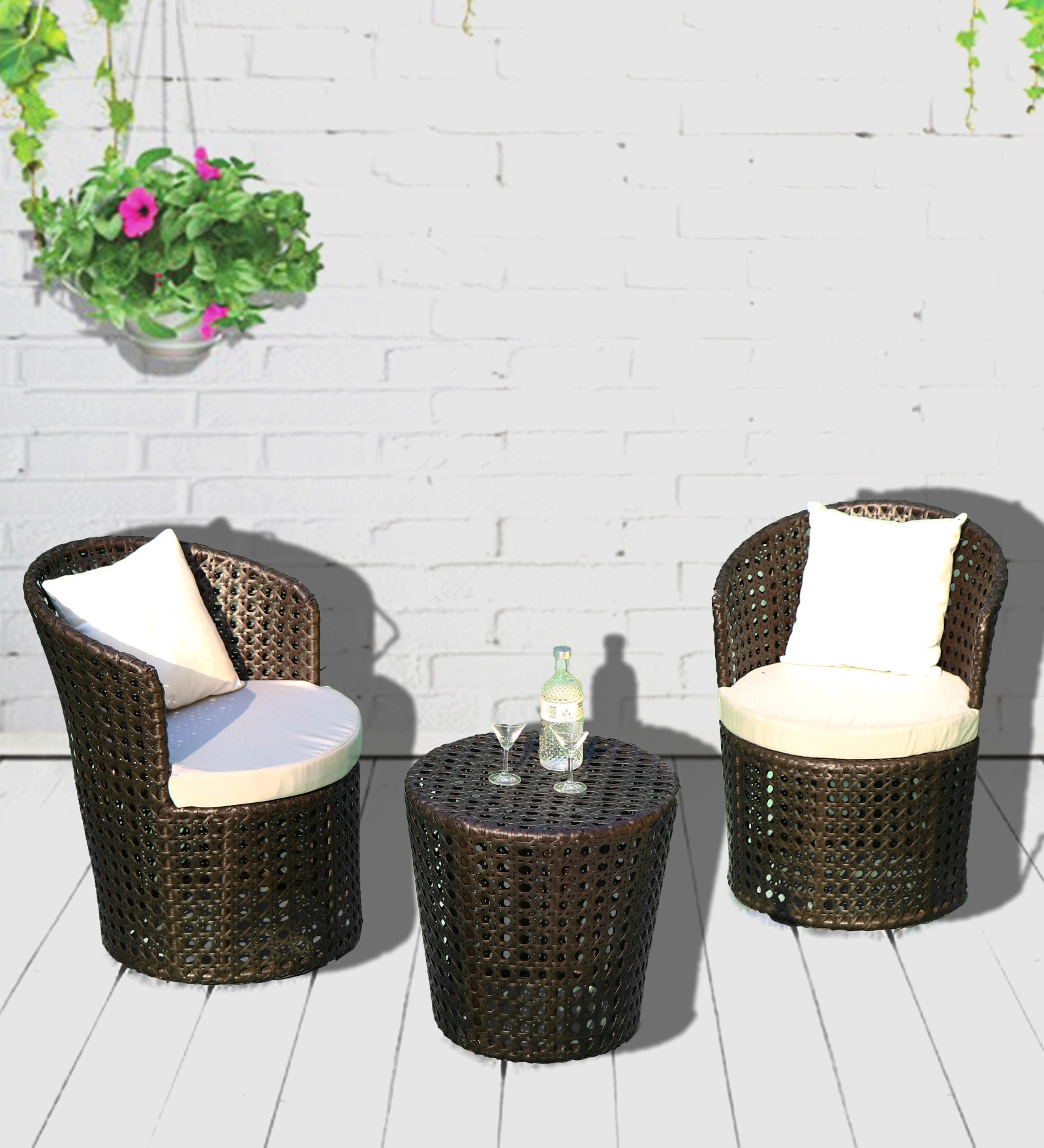 Buy Merino Outdoor Table & 2 Chairs set with Seat & Back Cushions by Luxox Online Table and