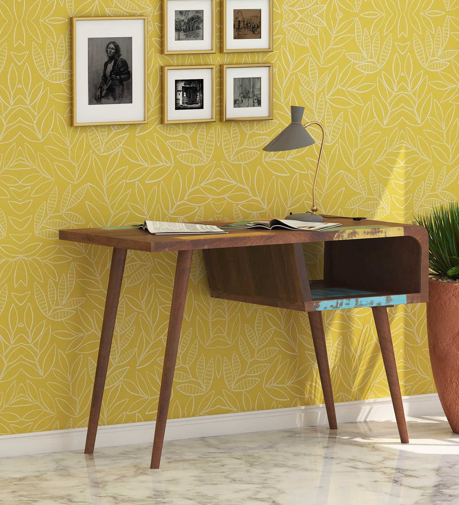 Buy Merle Solid Wood Writing Desk in Natural Finish at 3 OFF by