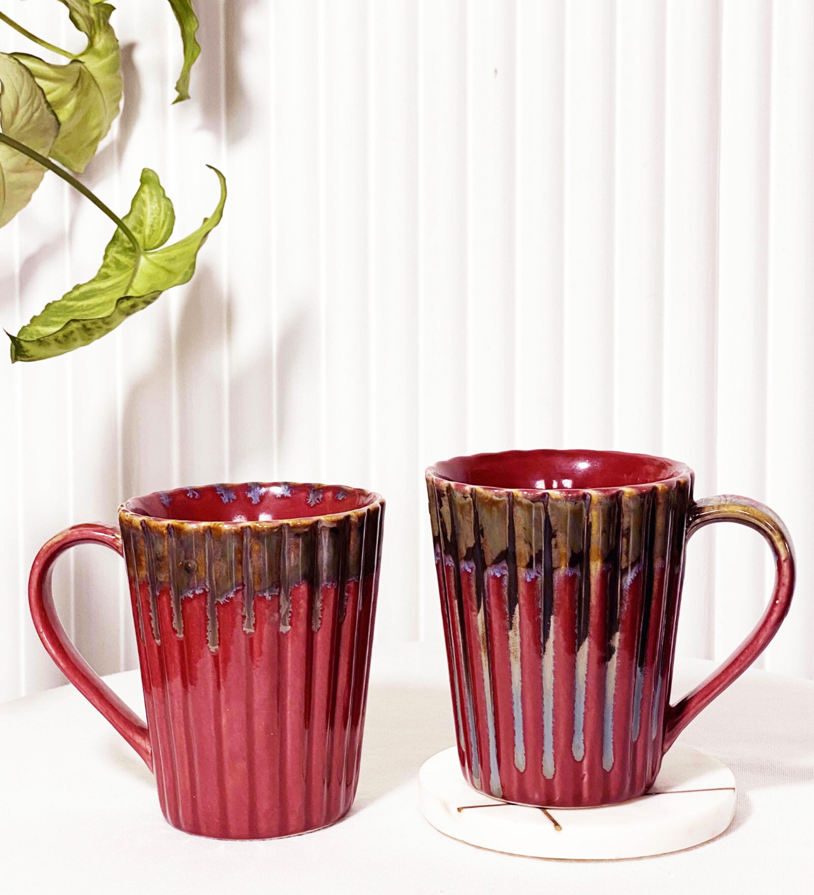 Merlot Auric 350ml Red & Brown Ceramic Coffee Mug