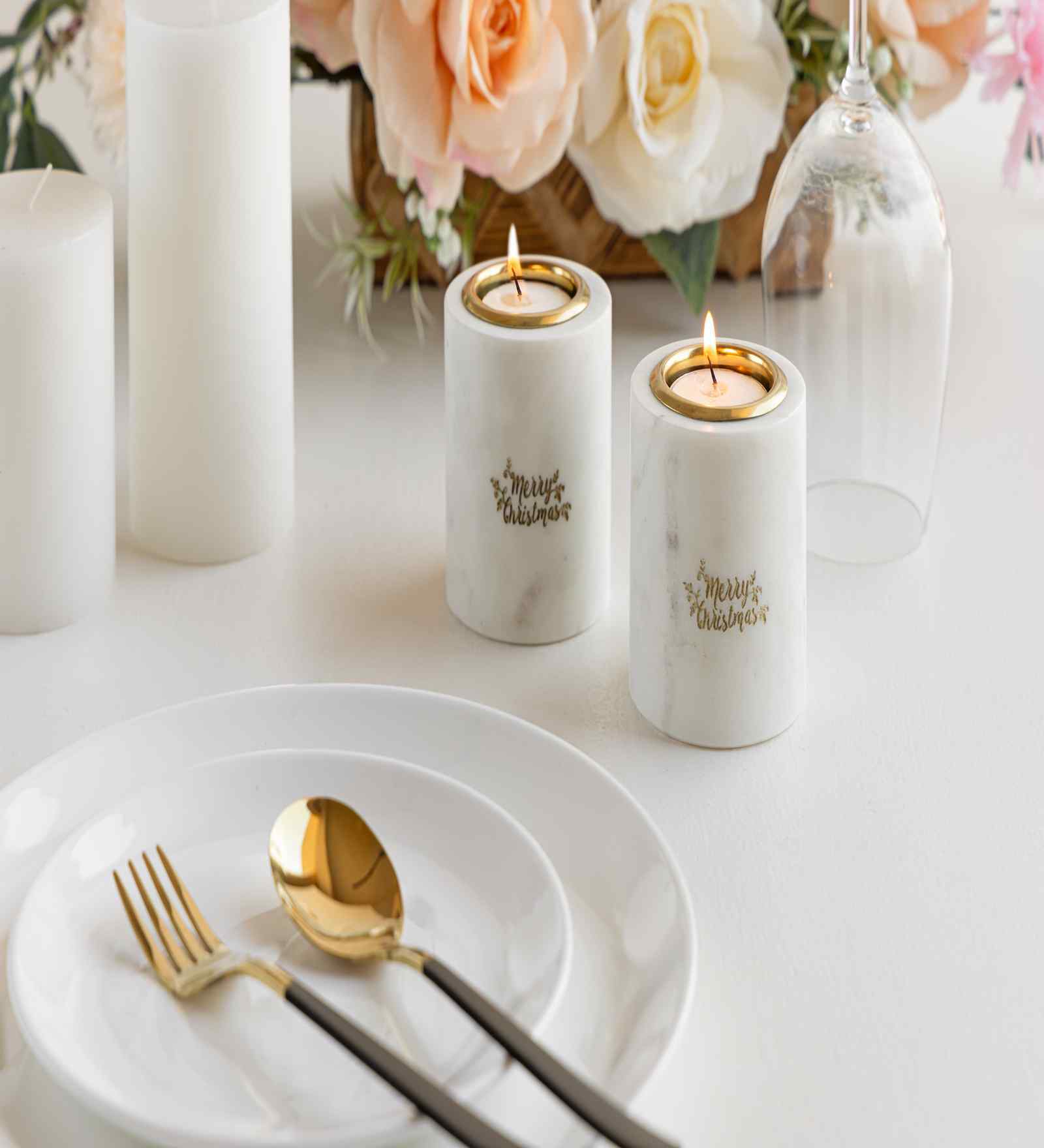 Merry Christmas Candle Holder (Set Of 2)