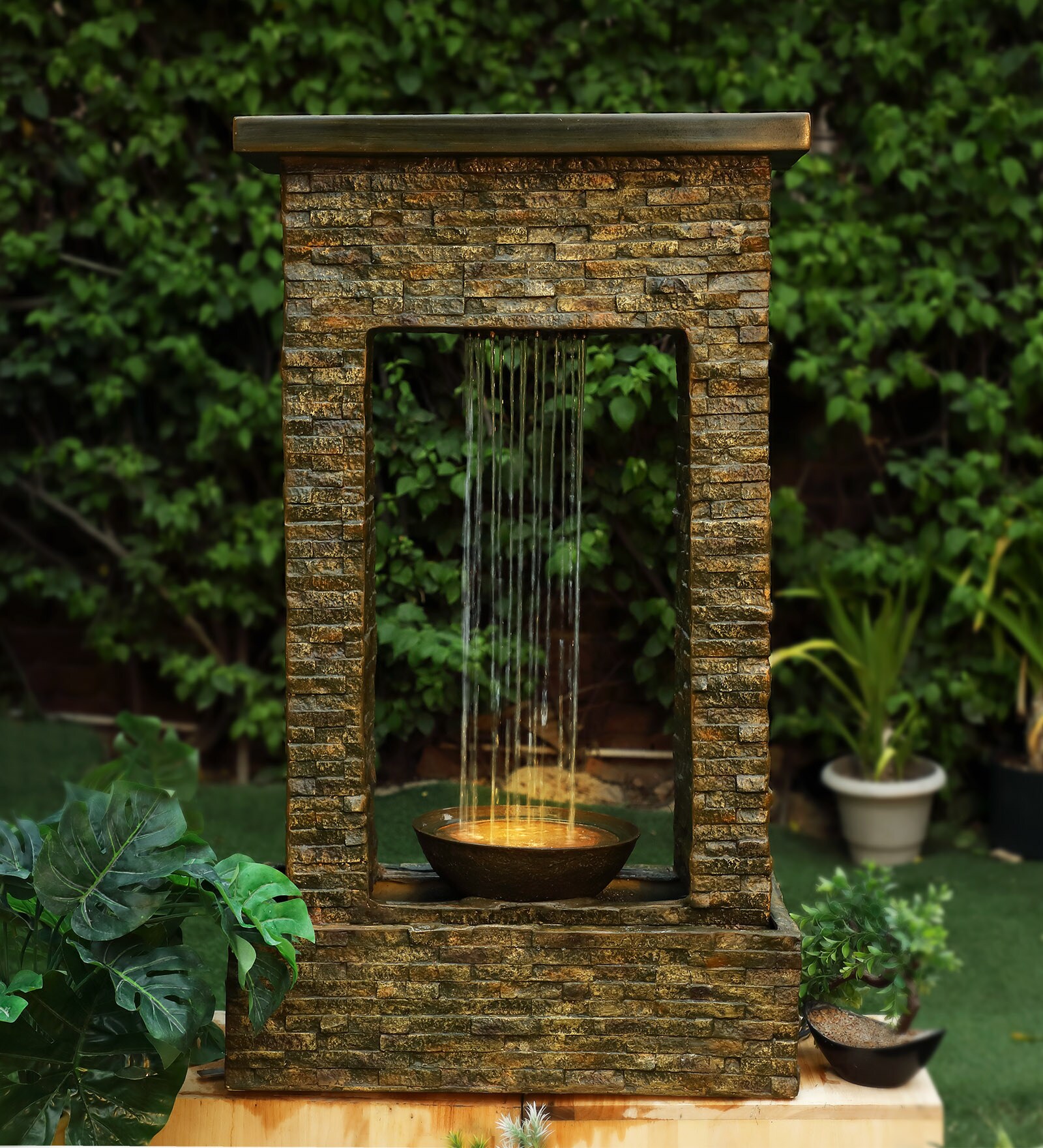Buy Mesmerize Freefall Green Polyresin Indoor Fountain by Ripples at 17