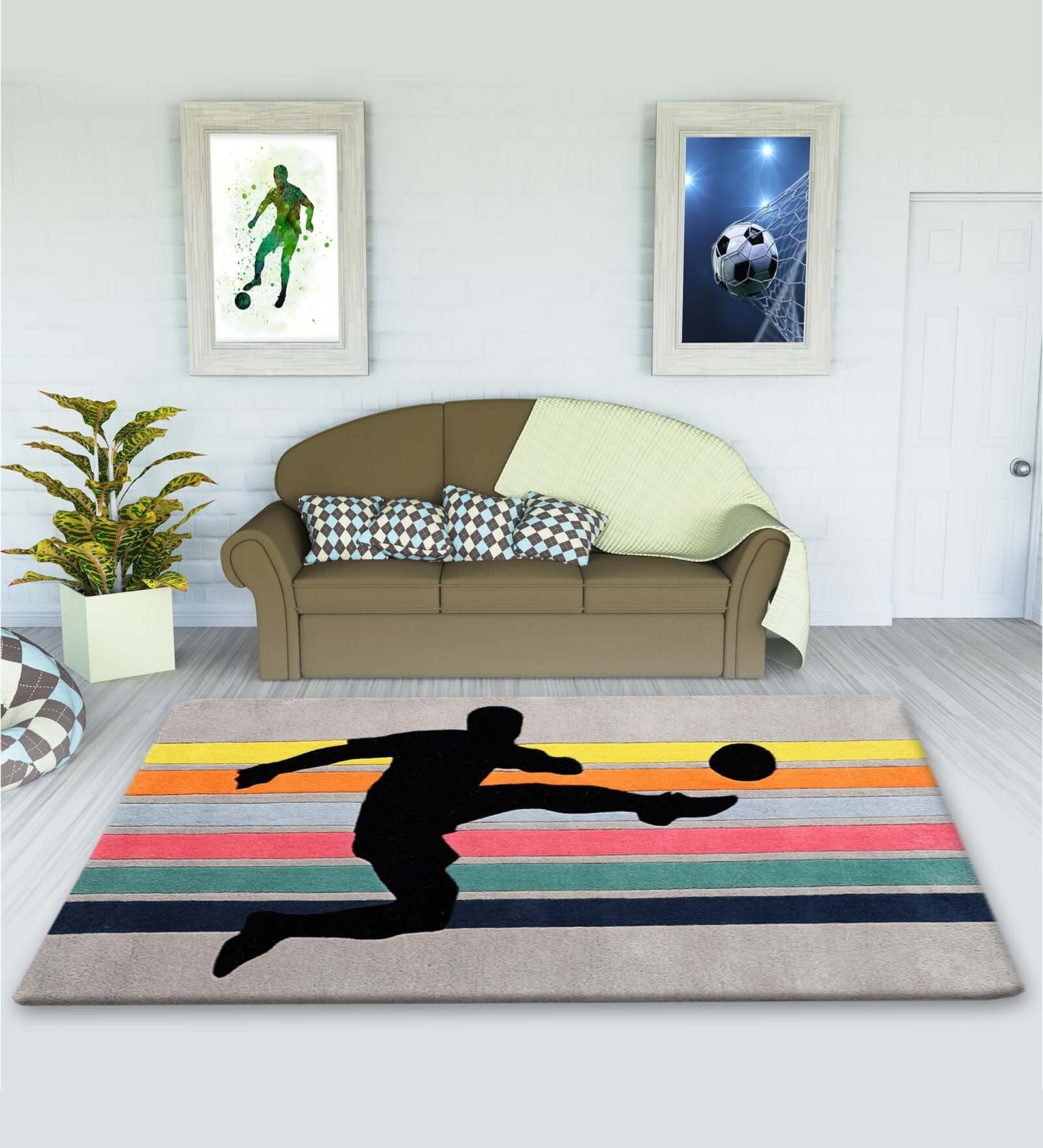 Multicolor Character Wool 3 ft x 5 ft Kids Carpet