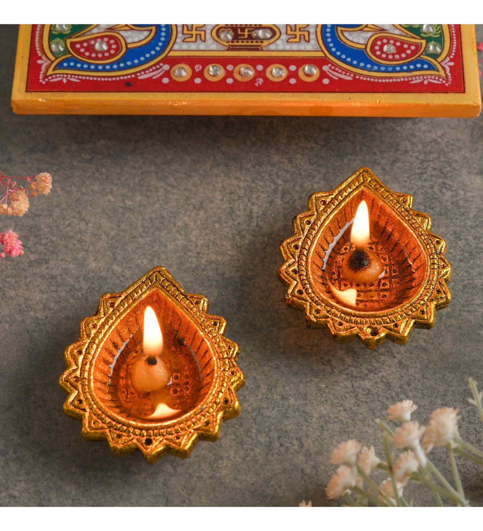 Metal 2 Diya Set