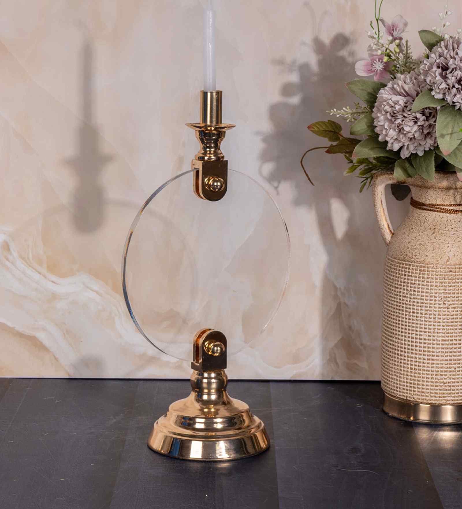 Metal Aura Alight Golden Candle Stand