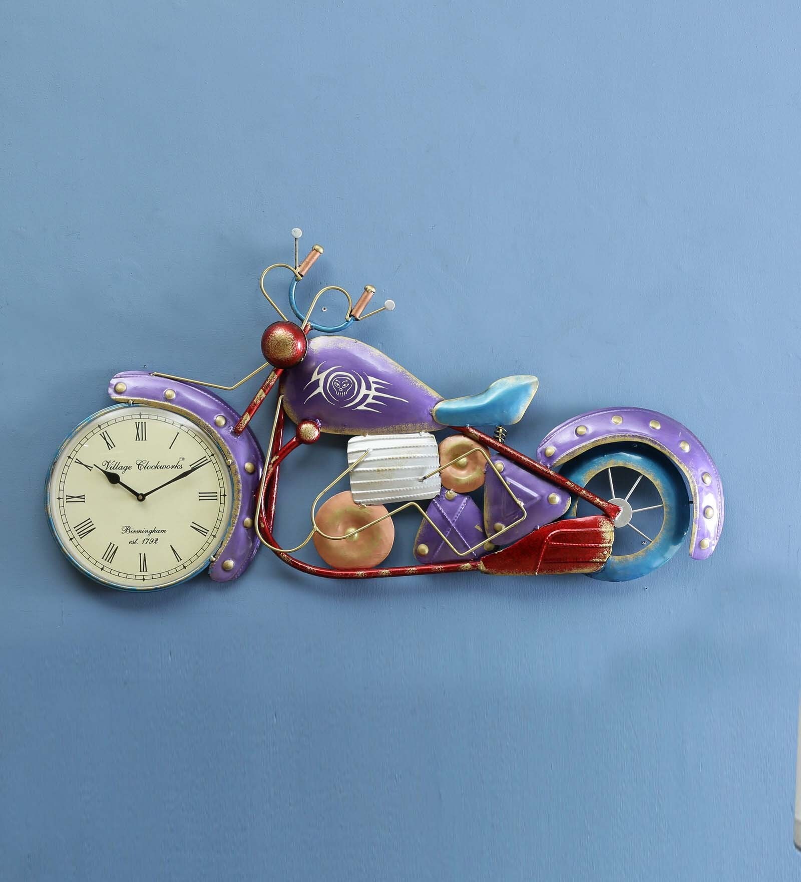 Metal Blue Colour Bike Wall Clock