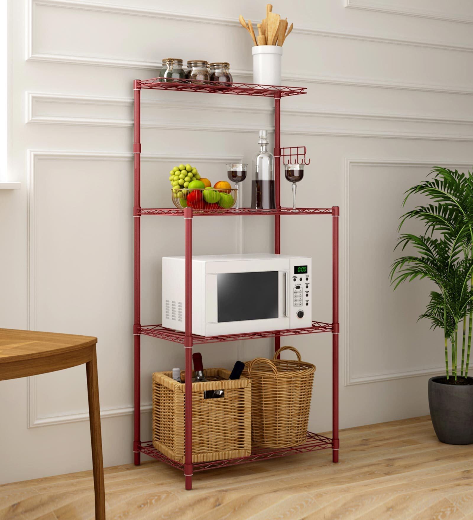 Denham 3 Shelf Kitchen Racks In Red Colour