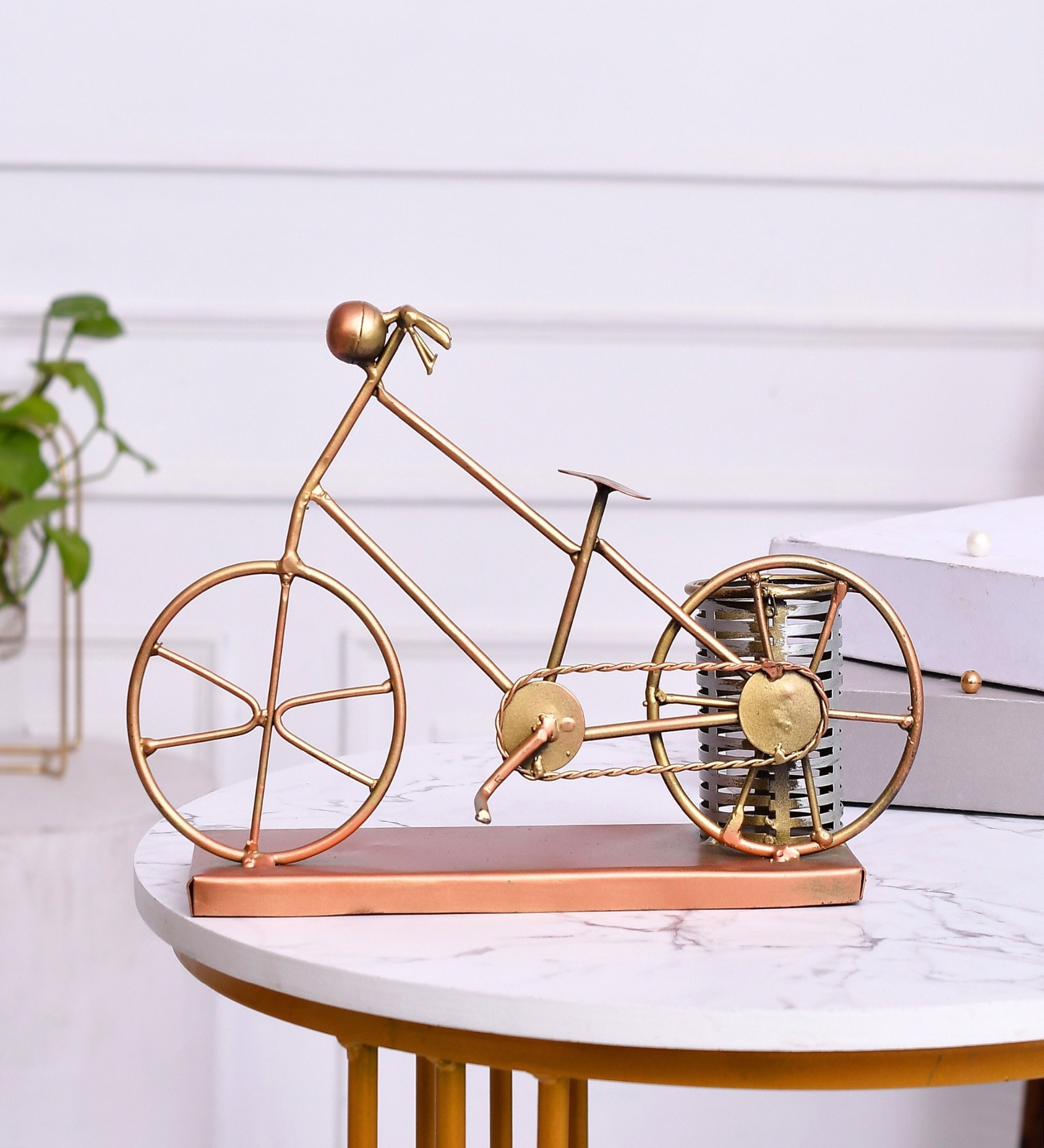 Golden Metal Cycle Inspired Pen Holder