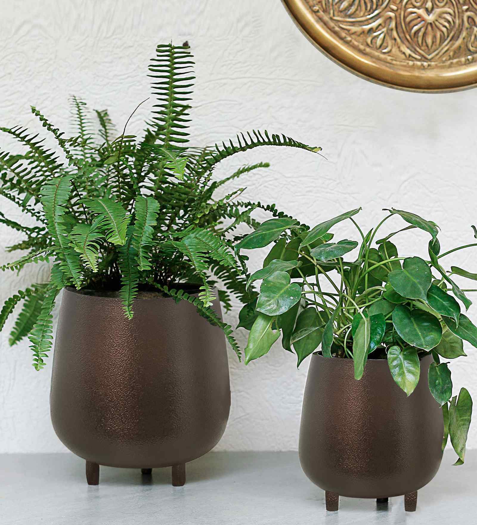 (1Pc) Brown Metal Plant Stand