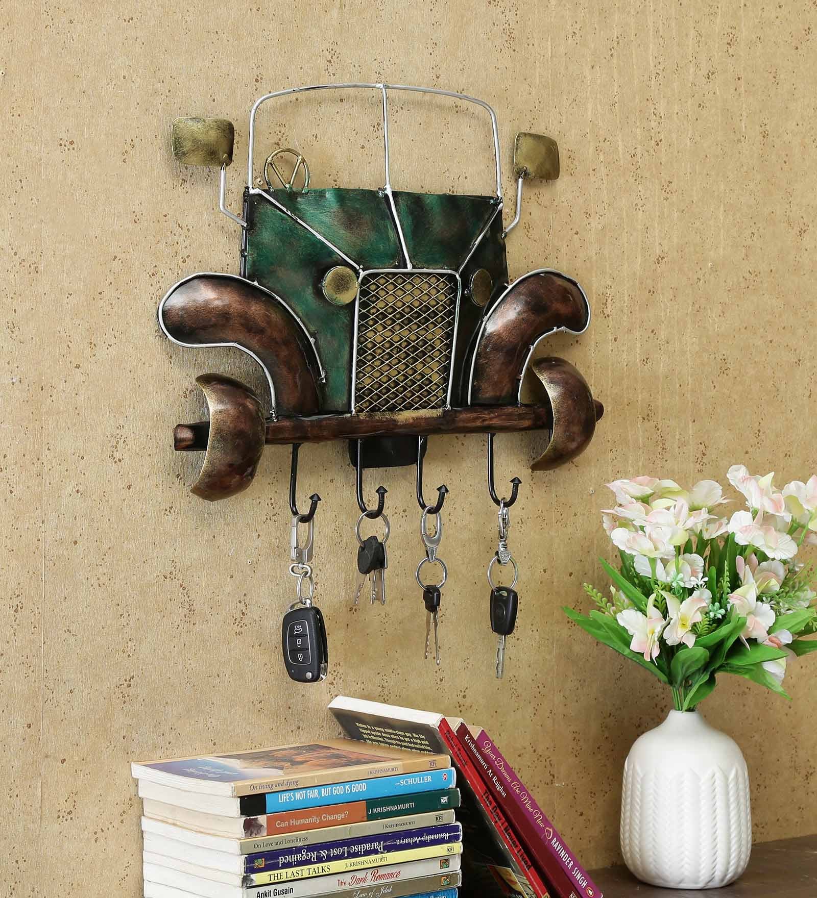 Metal Front Car Wall Art With Key Holder