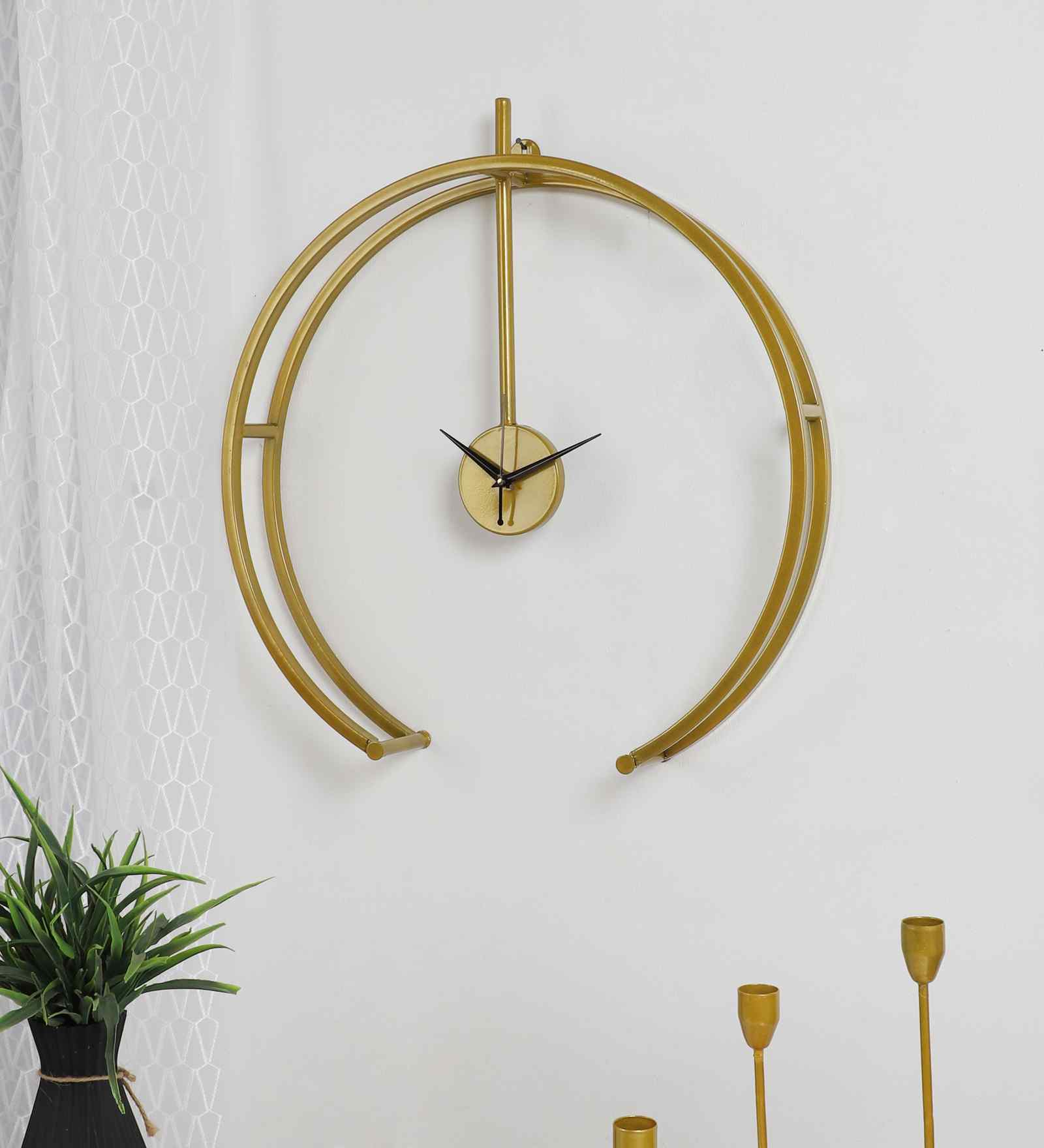 Metal Gold Double Ring Wall Clock