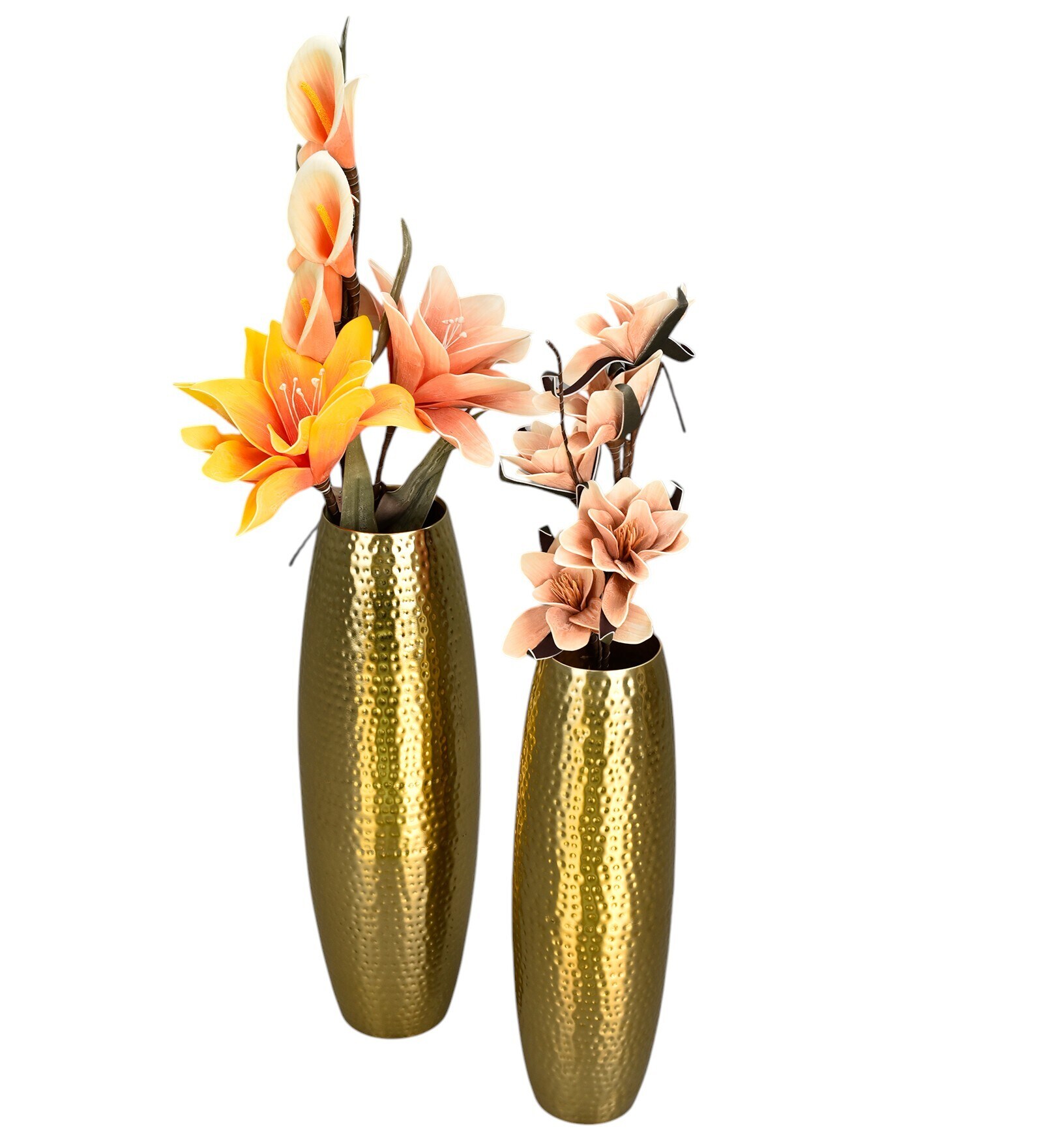 Gold Metal Hammered Flower Vases Set of 1