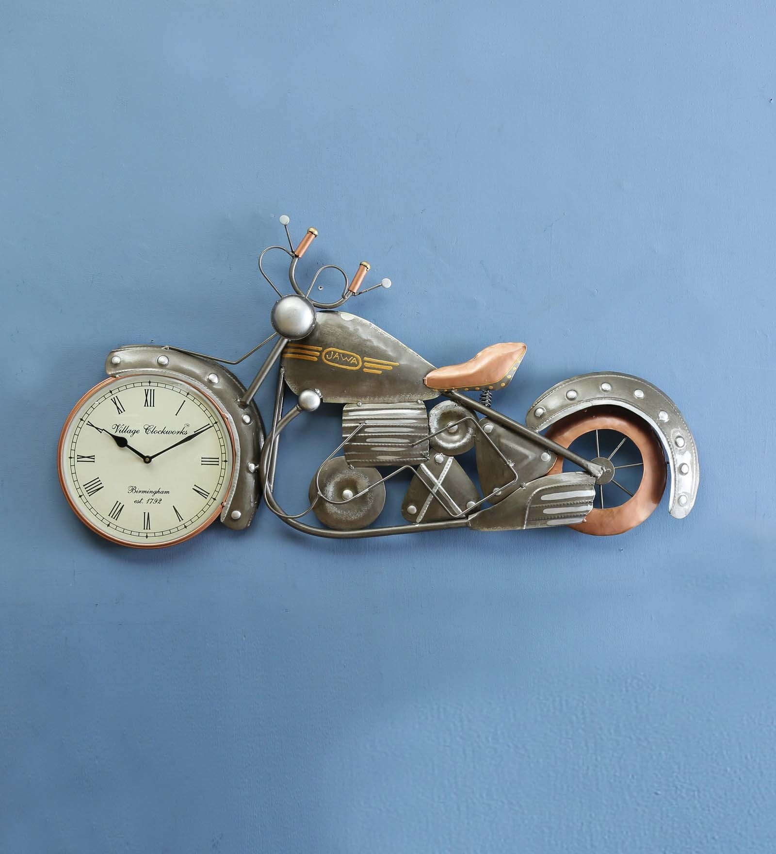 Silver Iron Jawa Novelty Wall Clock