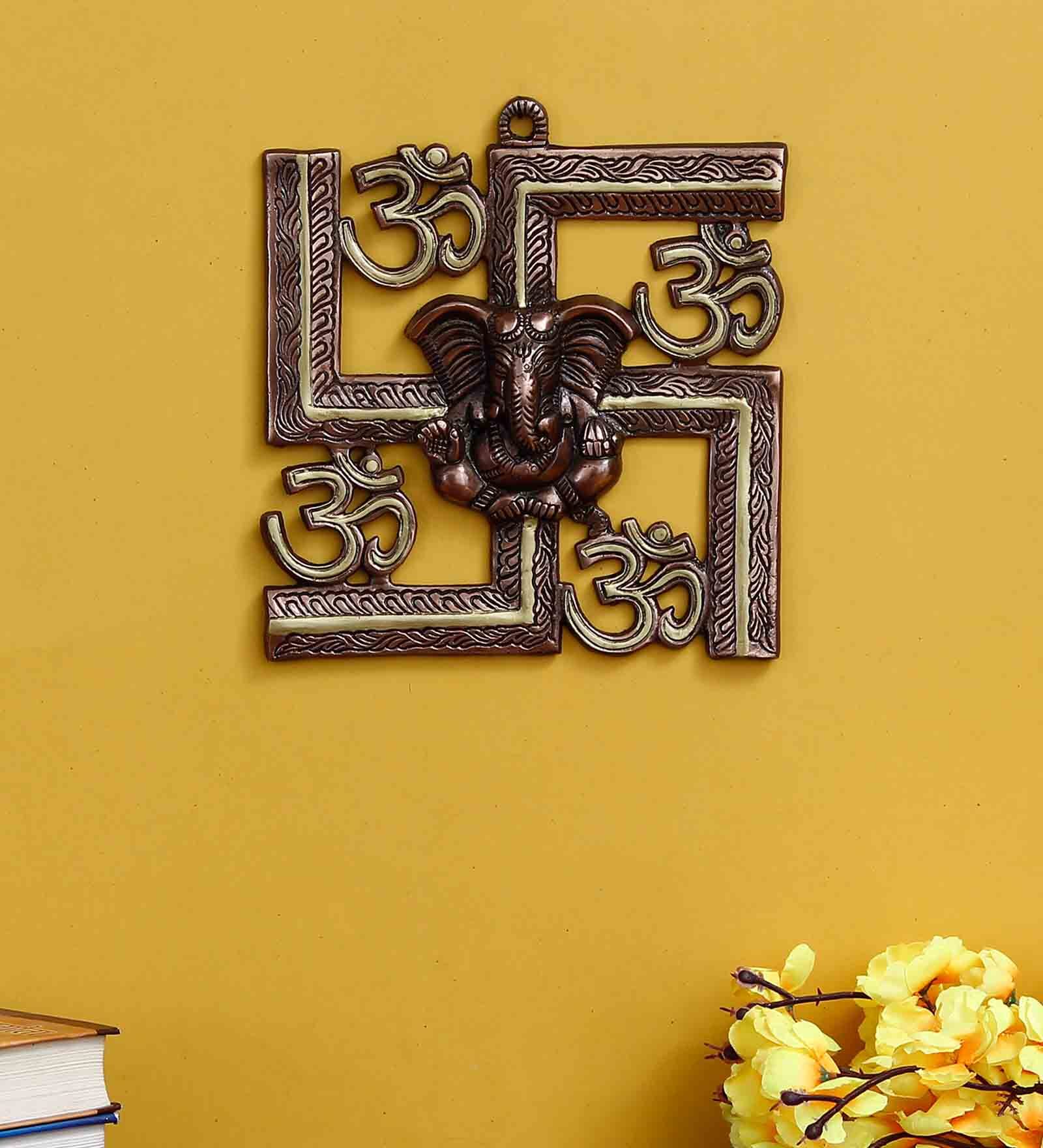 Iron Lord Ganesha Wall Art In Gold