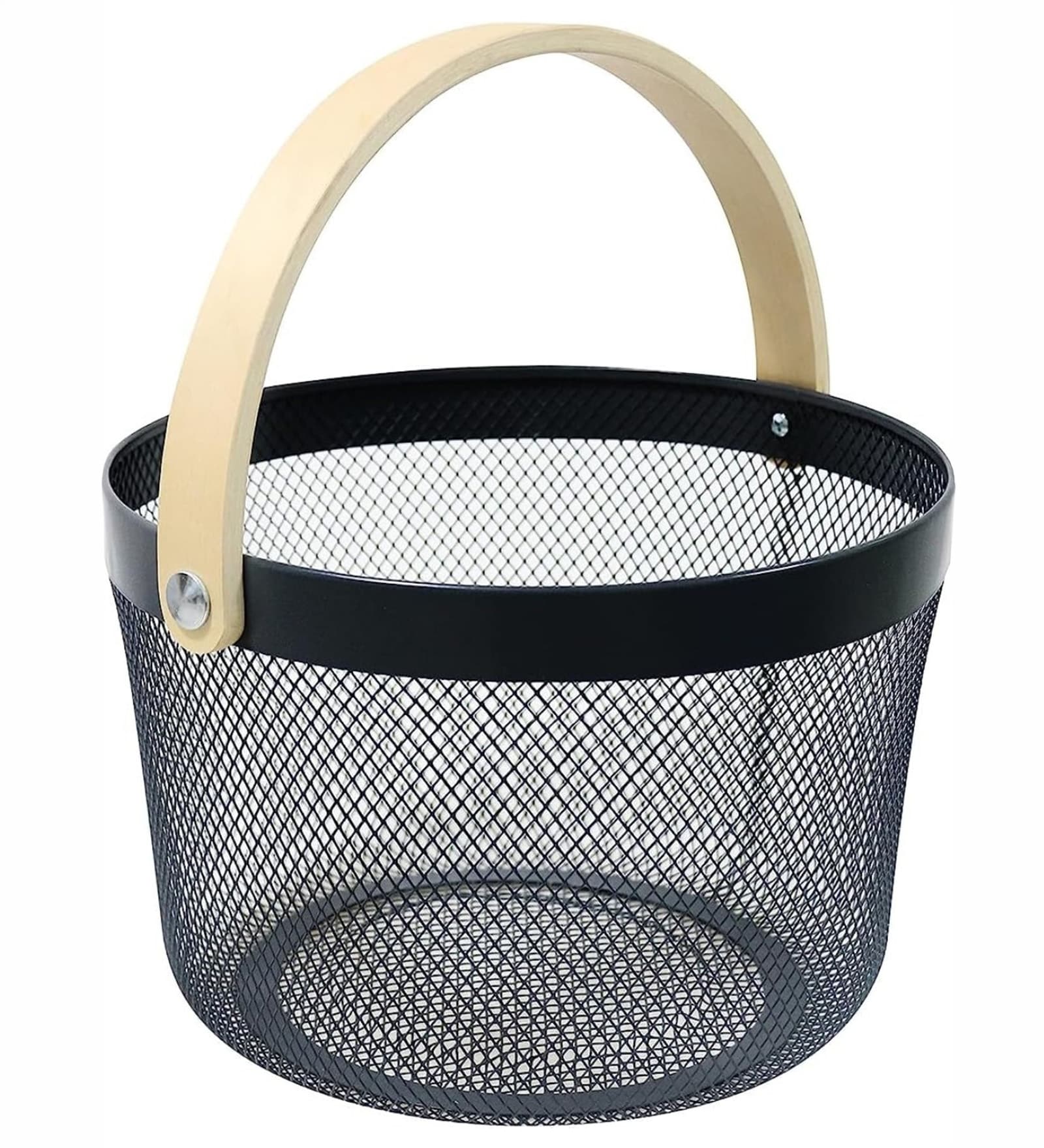 Metal Mesh Storage Basket with Handle (Black)