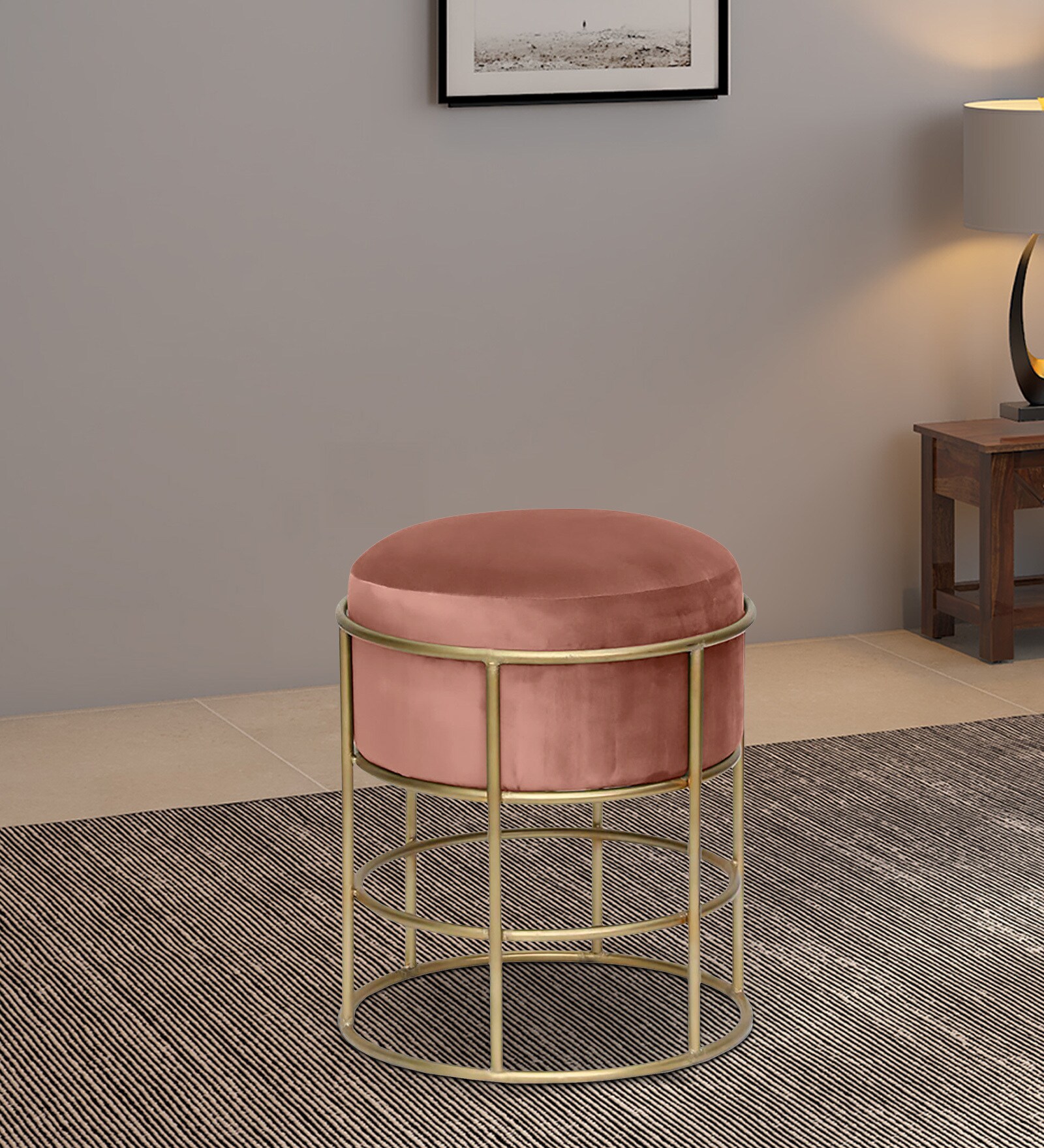 Harlan Metal Seating Stool in Champagne Colour